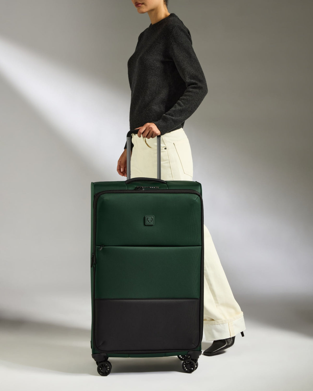 Antler Luggage -  Lightest Large Suitcase in Antler Green - Soft Stripe 2.0 - Soft Suitcase - Large Lightest Large Suitcase in Green - Soft Stripe 2.0 | Soft Checked Suitcase