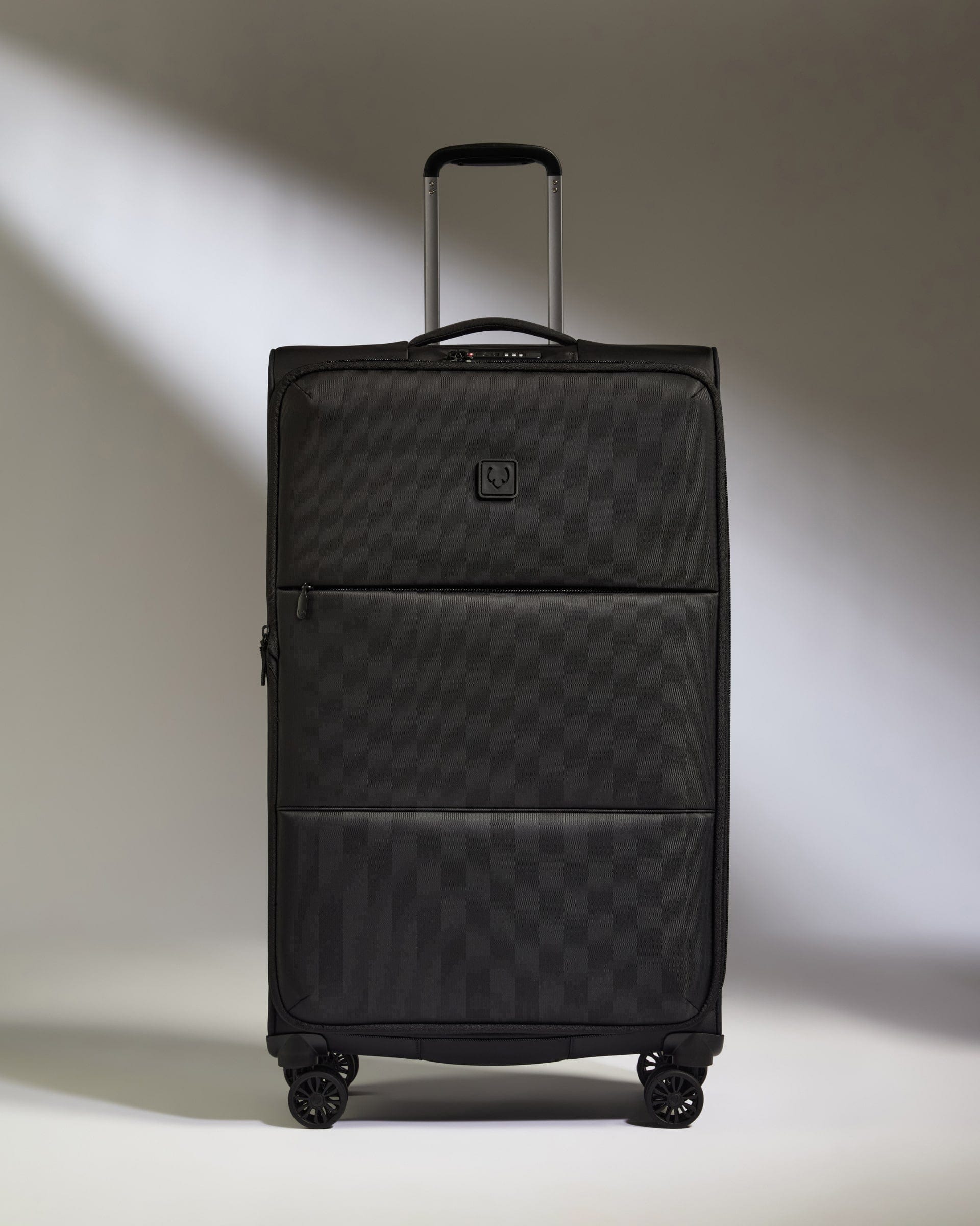 Antler Luggage -  Lightest Large Suitcase in Black - Soft Stripe 2.0 - Soft Suitcase Lightest Large Suitcase in Black - Soft Stripe 2.0 | Soft Checked Suitcase