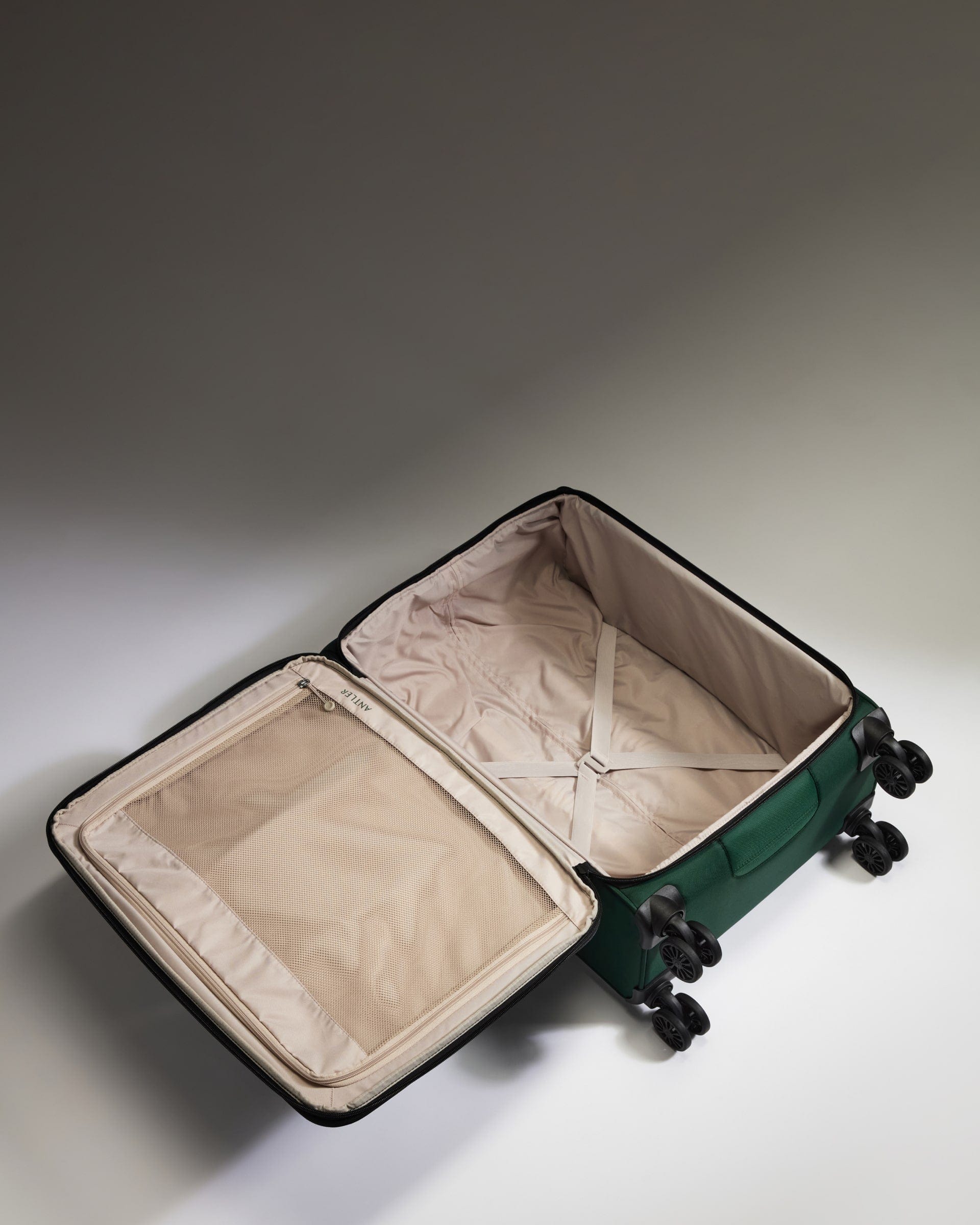 Antler Luggage -  Lightest Medium Suitcase in Antler Green - Soft Stripe 2.0 - Soft Suitcase Lightest Medium Suitcase in Green - Soft Stripe 2.0 | Soft Suitcase