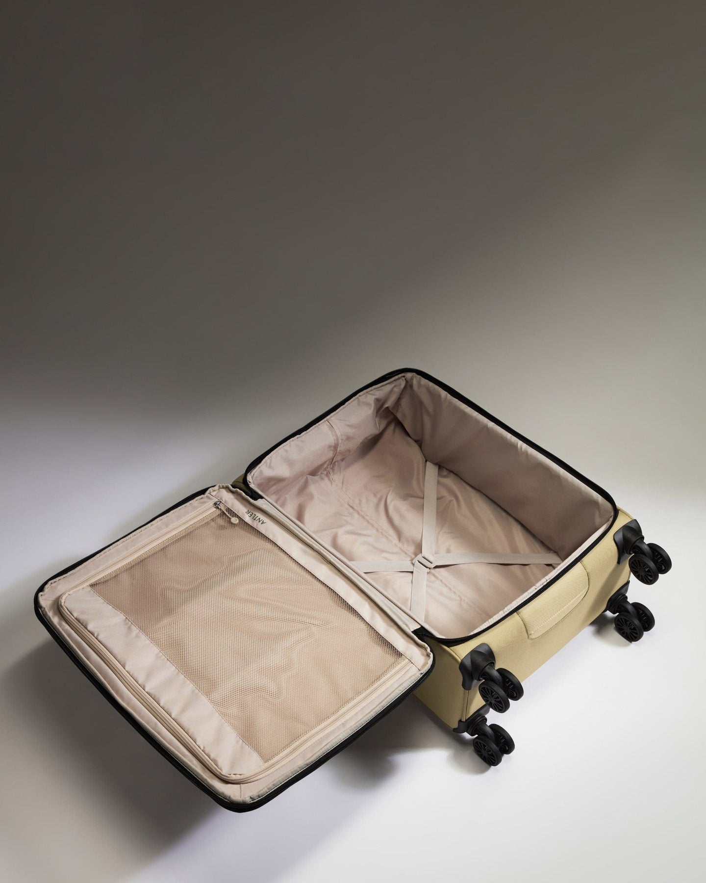 Antler Luggage -  Lightest Medium Suitcase in Sand - Soft Stripe 2.0 - Soft Suitcase Lightest Medium Suitcase in Sand Beige - Soft Stripe 2.0 | Soft Suitcase