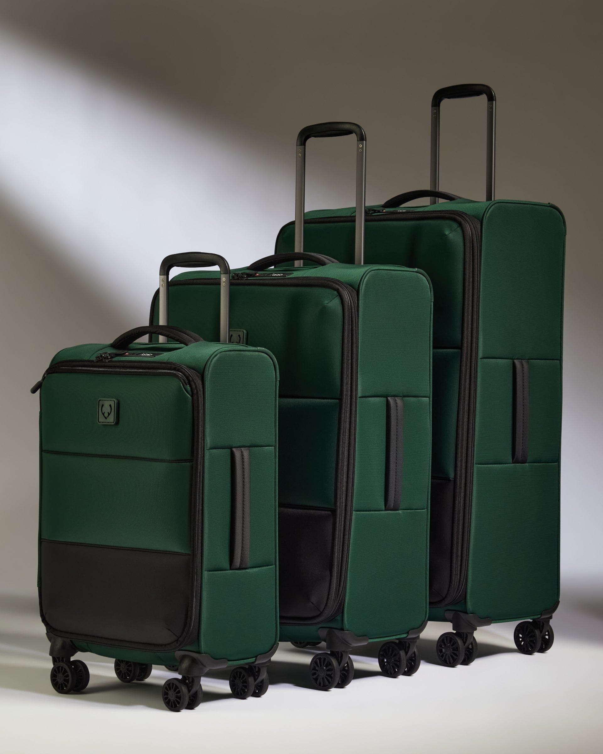 Antler Luggage -  Lightest Suitcase Set in Antler Green - Soft Stripe 2.0 - Soft Suitcase Lightest Suitcase Set in Green - Soft Stripe 2.0 | Soft Luggage Set