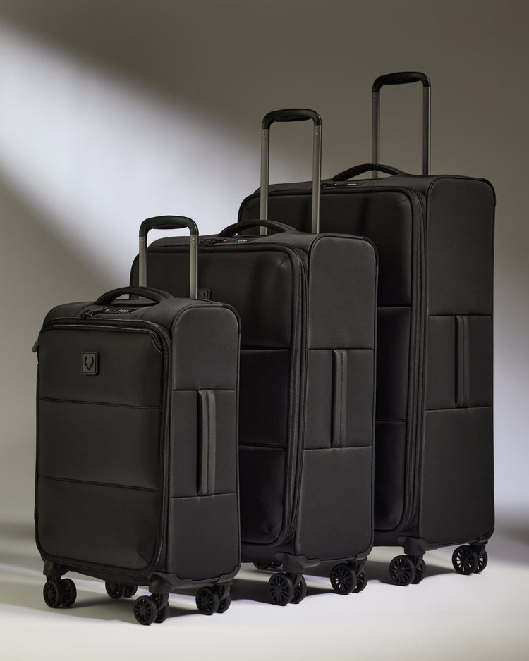 Antler Luggage -  Lightest Suitcase Set in Black - Soft Stripe 2.0 - Soft Suitcase Lightest Suitcase Set in Black - Soft Stripe 2.0 | Soft Luggage Set