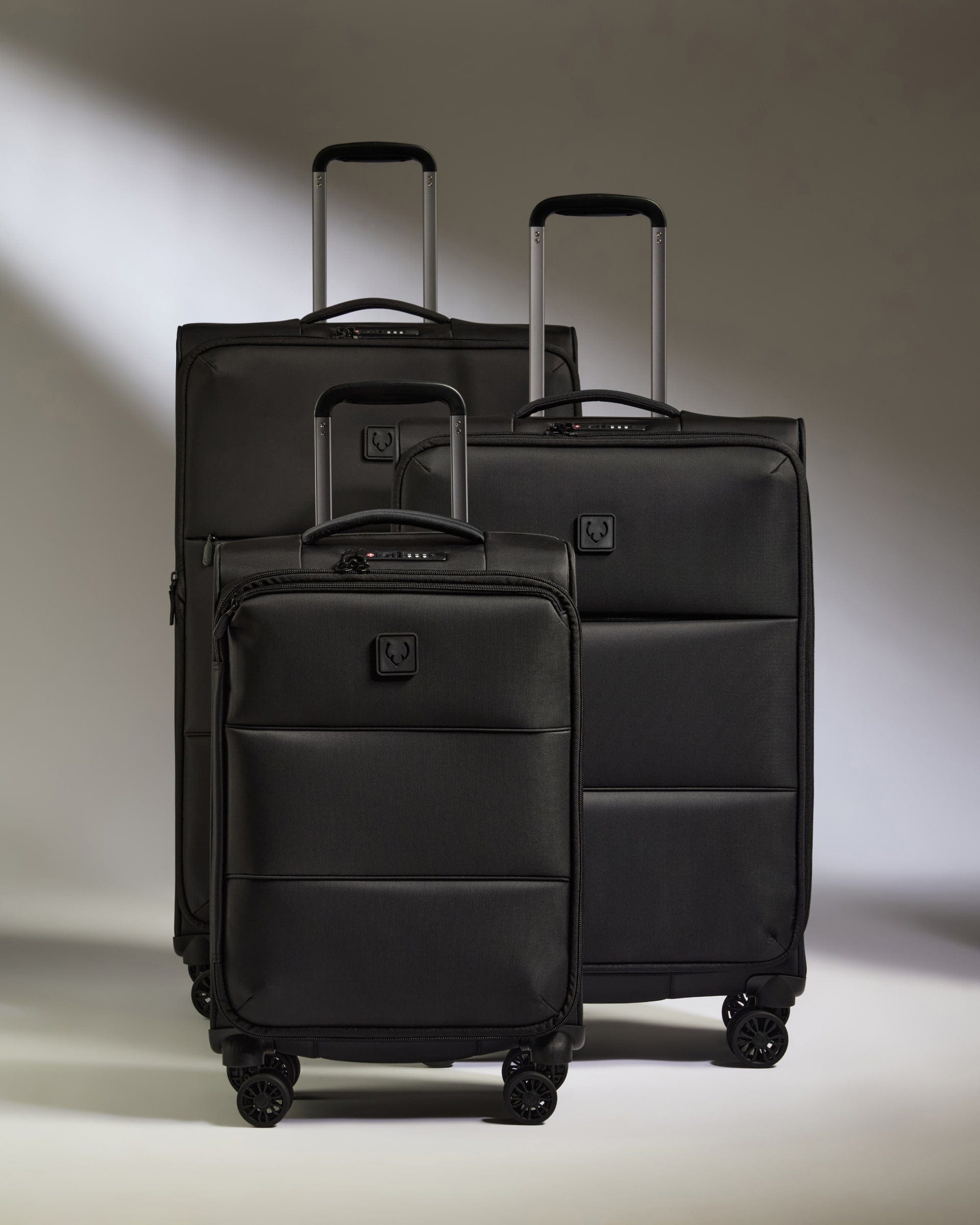 Antler Luggage -  Lightest Suitcase Set in Black - Soft Stripe 2.0 - Soft Suitcase Lightest Suitcase Set in Black - Soft Stripe 2.0 | Soft Luggage Set