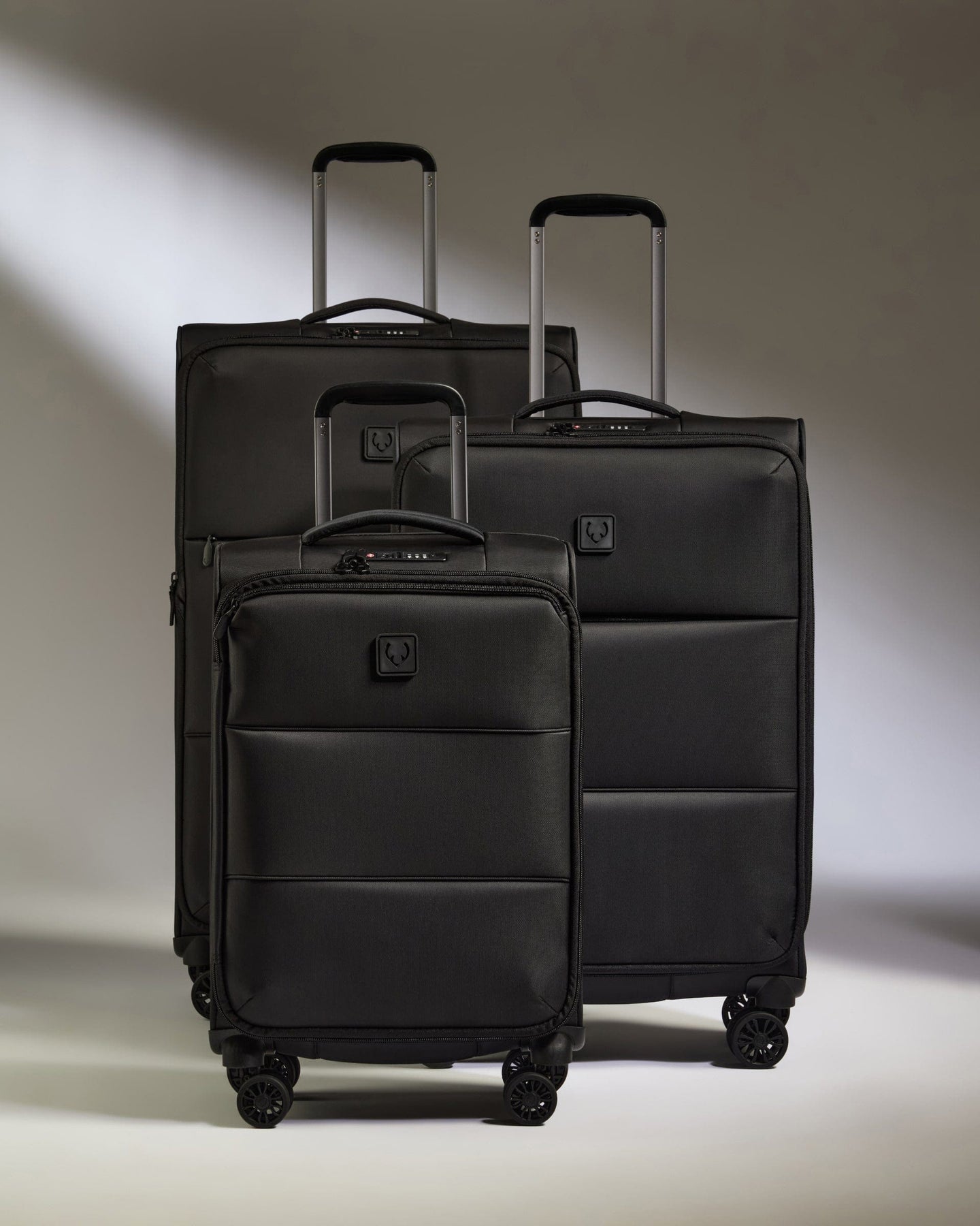 Antler Luggage -  Lightest Suitcase Set in Black - Soft Stripe 2.0 - Soft Suitcase Lightest Suitcase Set in Black - Soft Stripe 2.0 | Soft Luggage Set