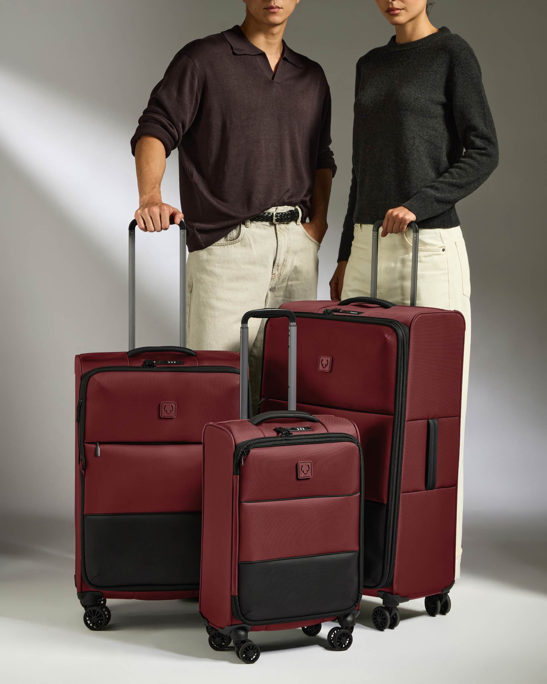 Antler Luggage -  Lightest Suitcase Set in Cedar - Soft Stripe 2.0 - Soft Suitcase - Standard Cabin Set Lightest Suitcase Set in Cedar - Soft Stripe 2.0 | Soft Luggage Set