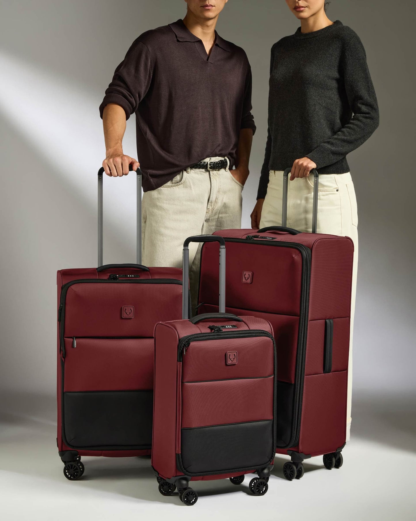 Antler Luggage -  Lightest Suitcase Set in Cedar - Soft Stripe 2.0 - Soft Suitcase - Standard Cabin Set Lightest Suitcase Set in Cedar - Soft Stripe 2.0 | Soft Luggage Set