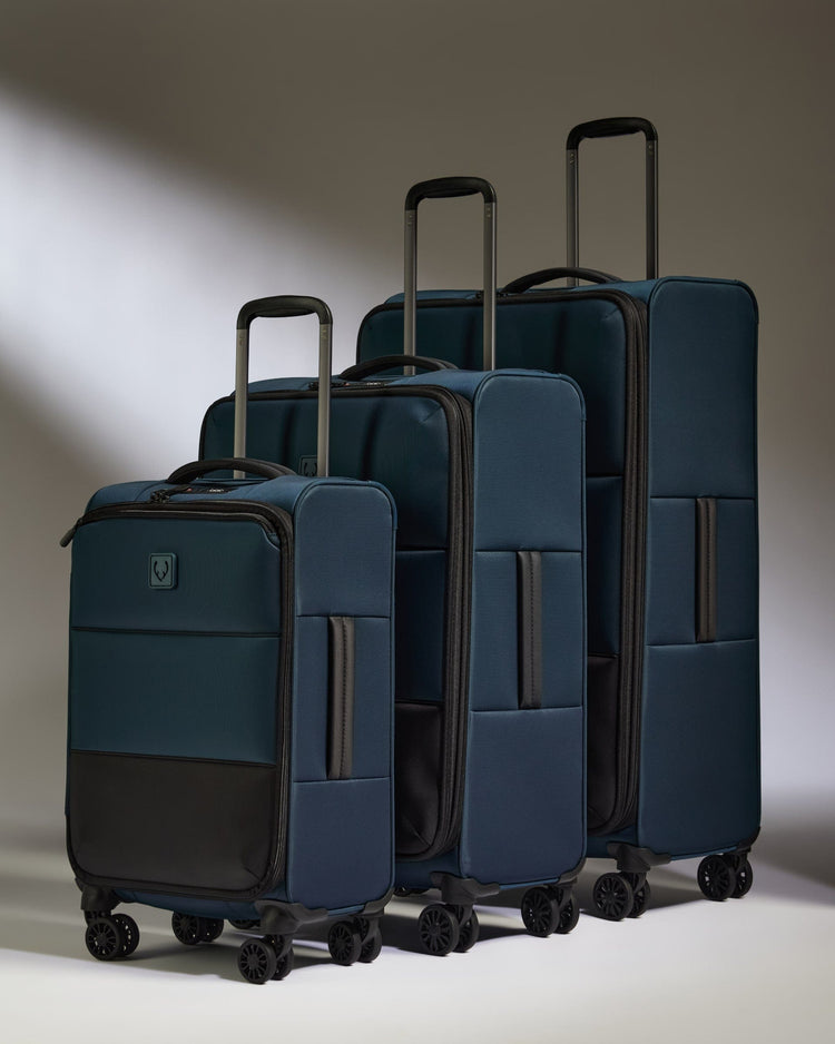 Antler Luggage -  Lightest Suitcase Set in Indigo Blue - Soft Stripe 2.0 - Soft Suitcase Lightest Suitcase Set in Navy - Soft Stripe 2.0 | Soft Luggage Set