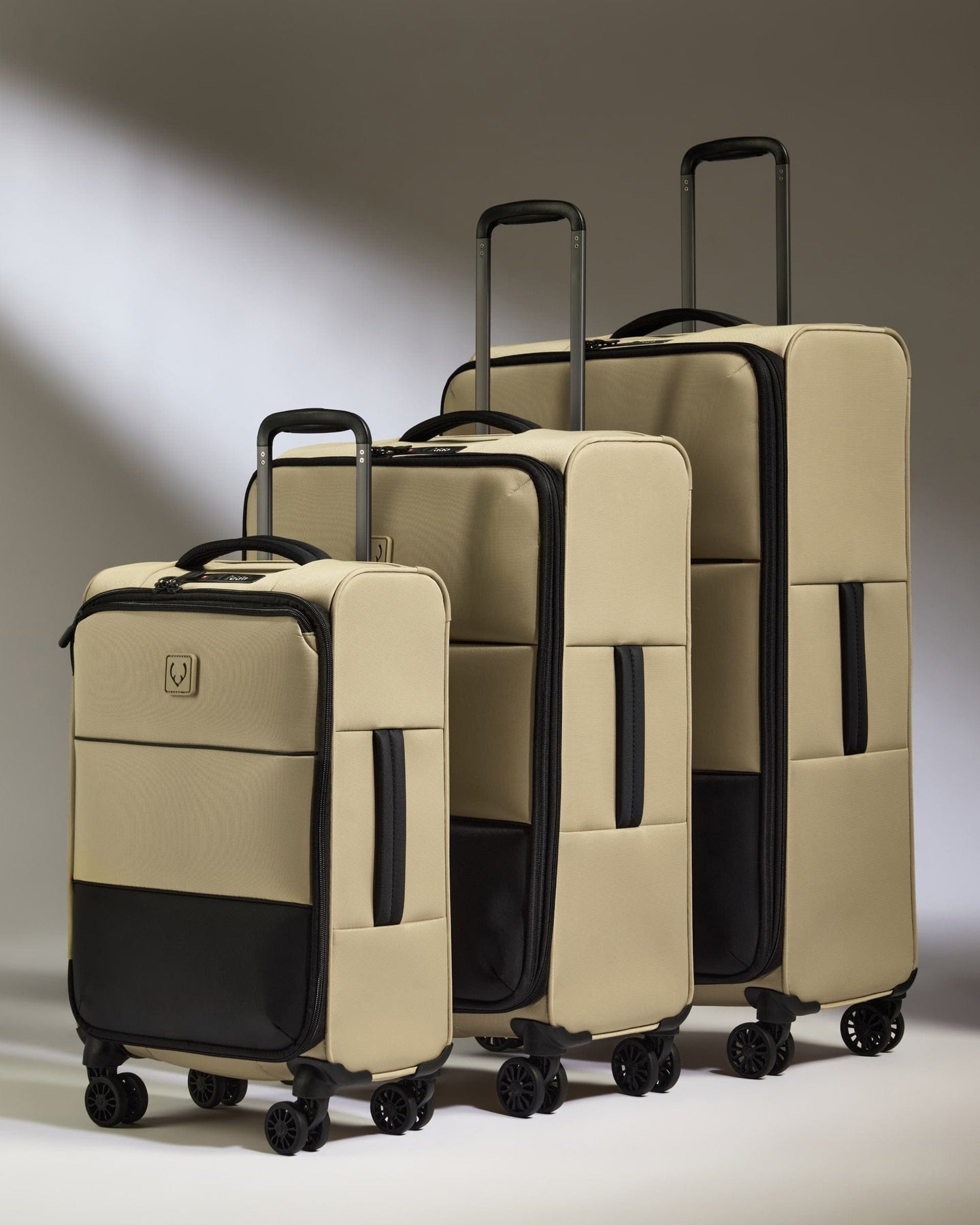 Antler Luggage -  Lightest Suitcase Set in Sand - Soft Stripe 2.0 - Soft Suitcase Lightest Suitcase Set in Sand Beige - Soft Stripe 2.0 | Soft Luggage Set