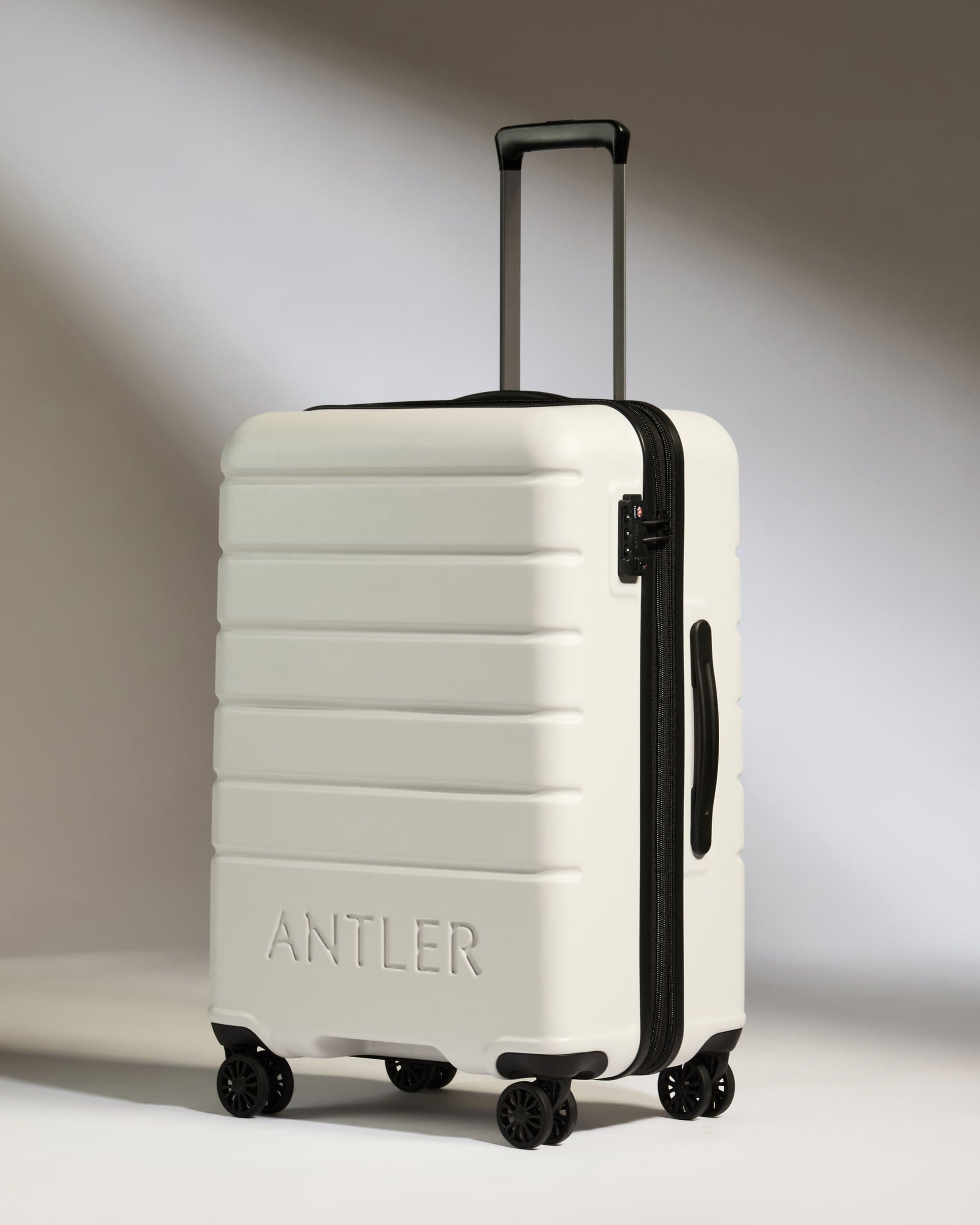 Medium Suitcase in White Logo Lightweight Hard Shell Luggage