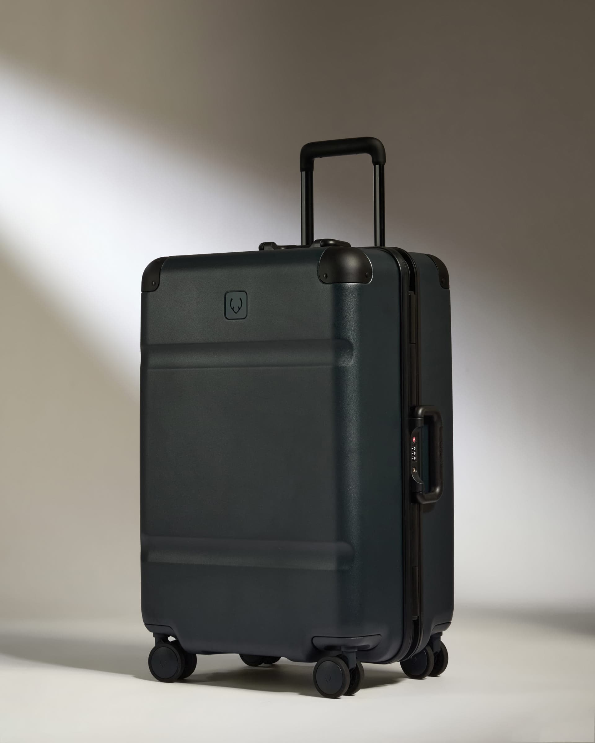 Antler Luggage -  Medium Suitcase in Basalt Navy - Heritage Stripe - Hard Suitcase Medium Suitcase in Basalt Navy - Heritage Stripe | Premium Hard Shell Trunk Luggage