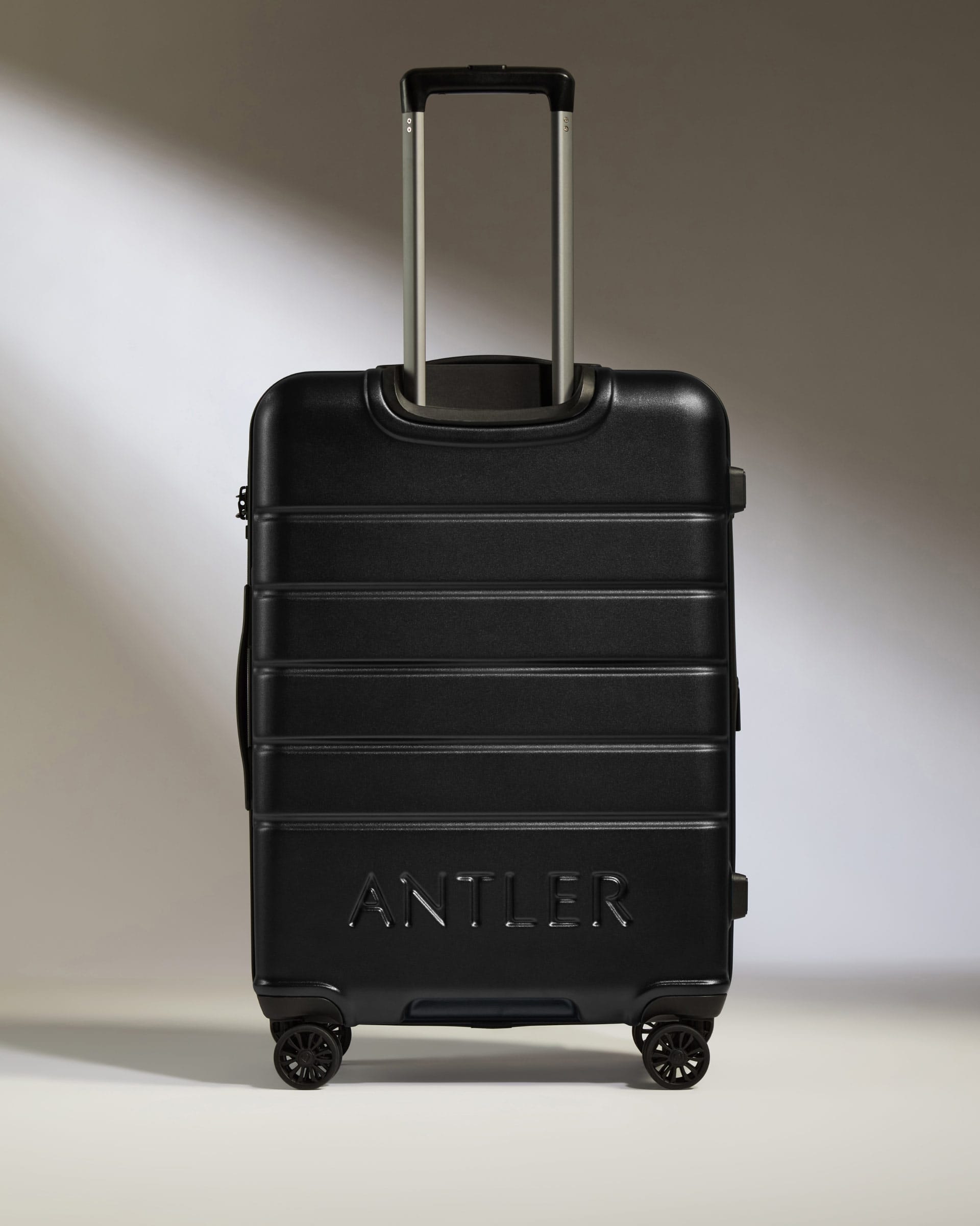 Antler Luggage -  Medium Suitcase in Black - Logo - Hard Suitcases Medium Suitcase Black - Logo | Lightweight Hard Shell Luggage