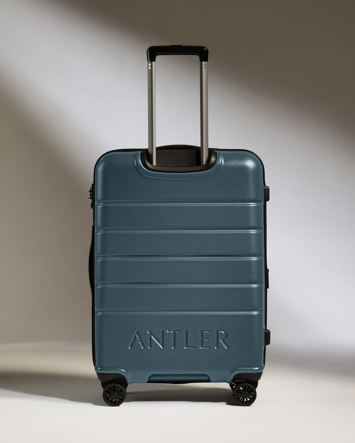 Antler Luggage -  Medium Suitcase in Blue Grey - Logo - Hard Suitcase - Medium Medium Suitcase Blue Grey - Logo | Lightweight Hard Shell Luggage