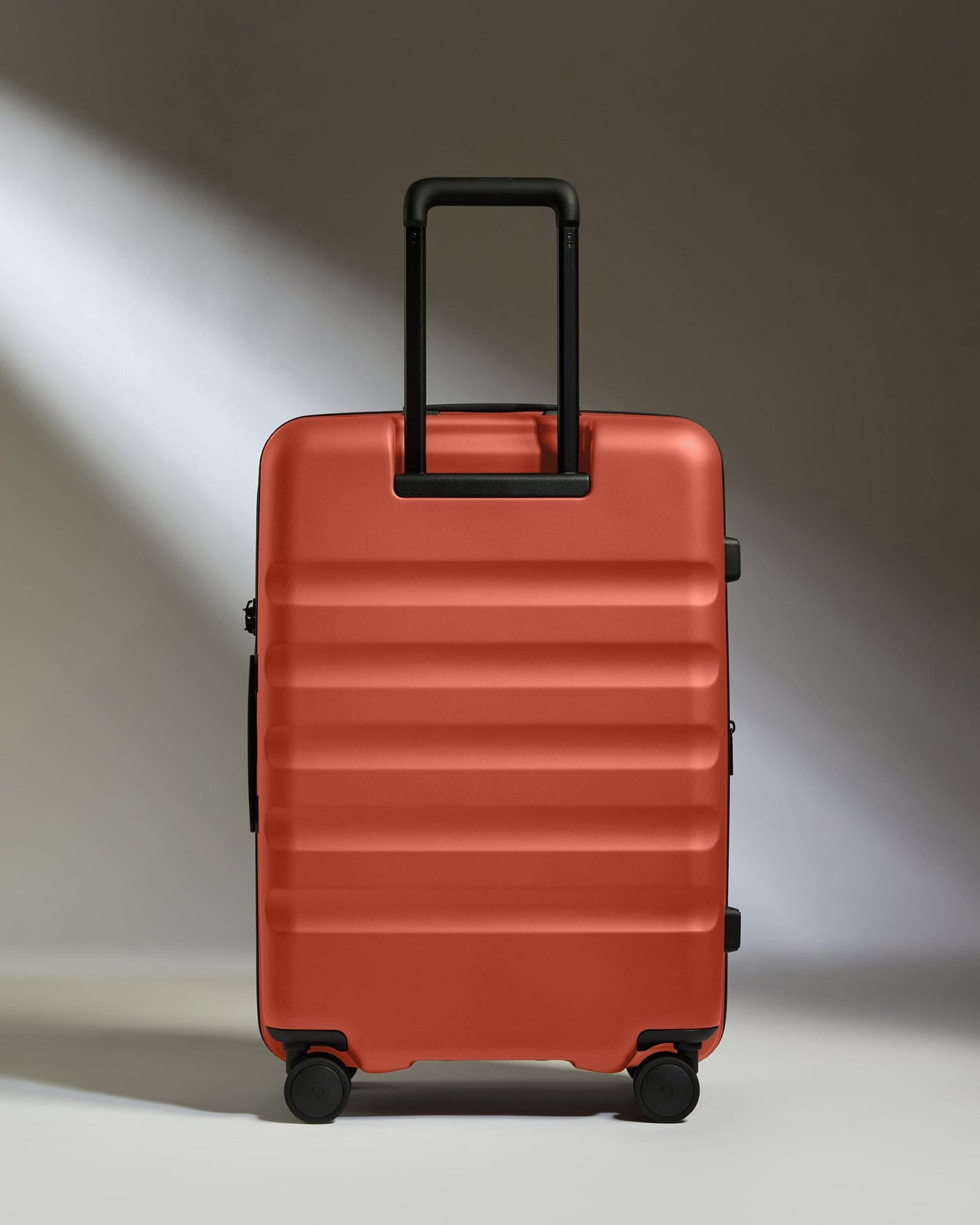 Antler Luggage -  Medium Suitcase in Buckthorn Red - Icon Stripe - Hard Suitcase - Medium Icon Stripe Medium Suitcase in Buckthorn Red | Lightweight & Hard Shell Suitcase