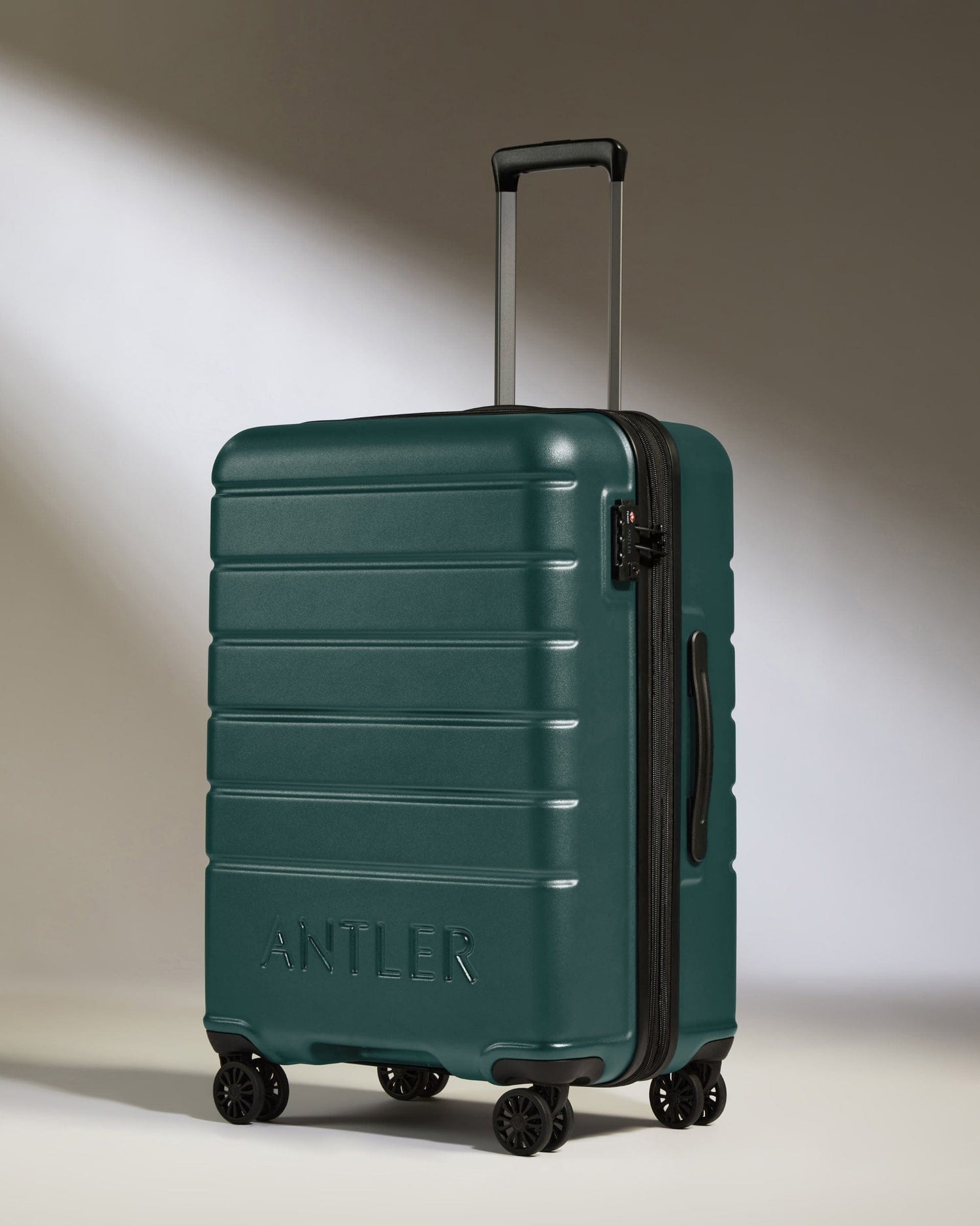 Antler Luggage -  Medium Suitcase in Dark Teal - Logo - Hard Suitcase - Medium Medium Suitcase Dark Teal - Logo | Lightweight Hard Shell Luggage