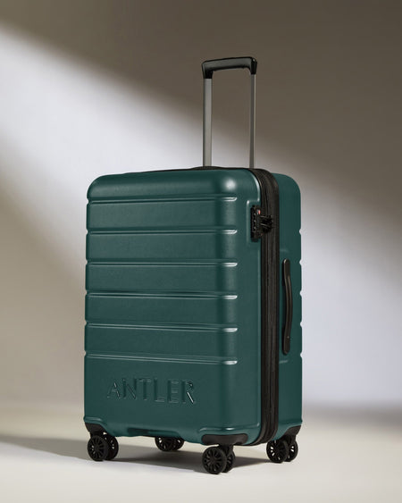 Antler Luggage -  Medium Suitcase in Dark Teal - Logo - Hard Suitcase - Medium Medium Suitcase Dark Teal - Logo | Lightweight Hard Shell Luggage