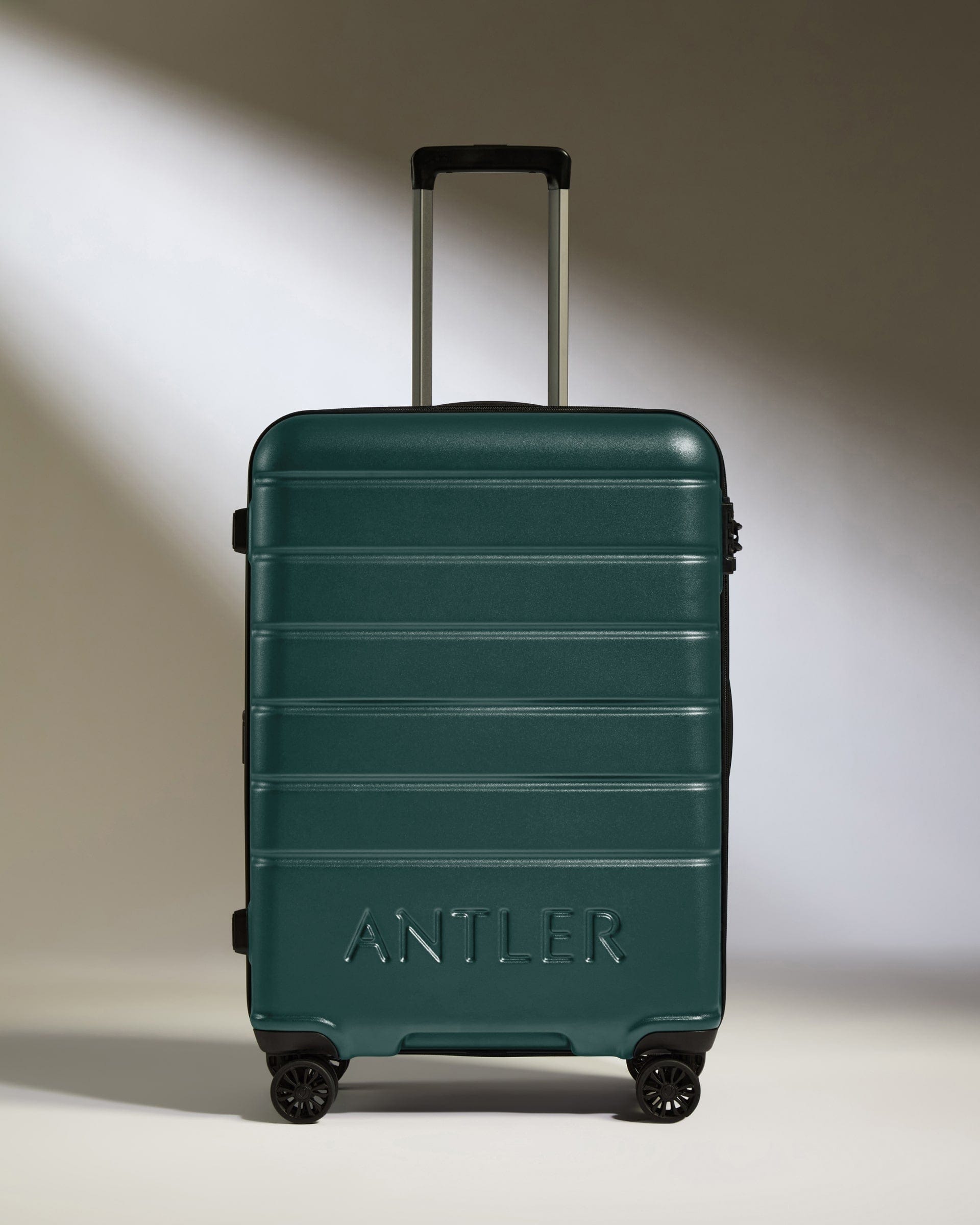 Antler Luggage -  Medium Suitcase in Dark Teal - Logo - Hard Suitcase - Medium Medium Suitcase Dark Teal - Logo | Lightweight Hard Shell Luggage
