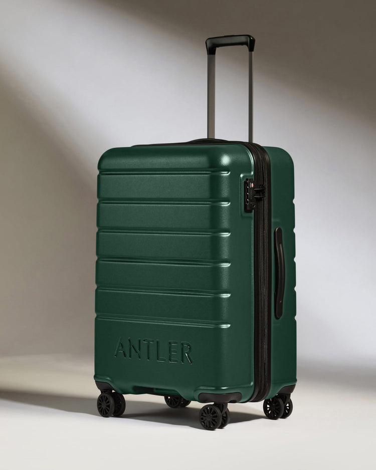 Antler Luggage -  Medium Suitcase in Dark Teal - Logo - Hard Suitcase - Medium Medium Suitcase Dark Teal - Logo | Lightweight Hard Shell Luggage