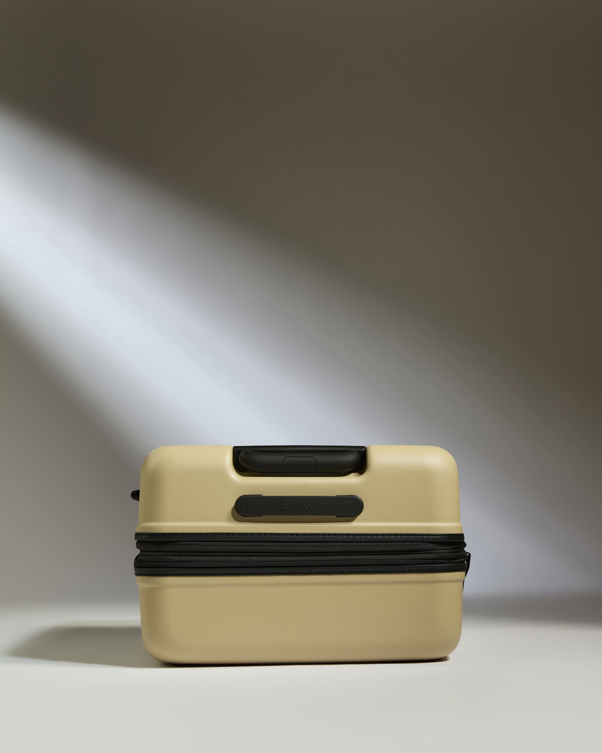 Antler Luggage -  Medium Suitcase in Dune Yellow - Icon Stripe - Hard Suitcase Icon Stripe Medium Suitcase in Yellow | Lightweight & Hard Shell Suitcase