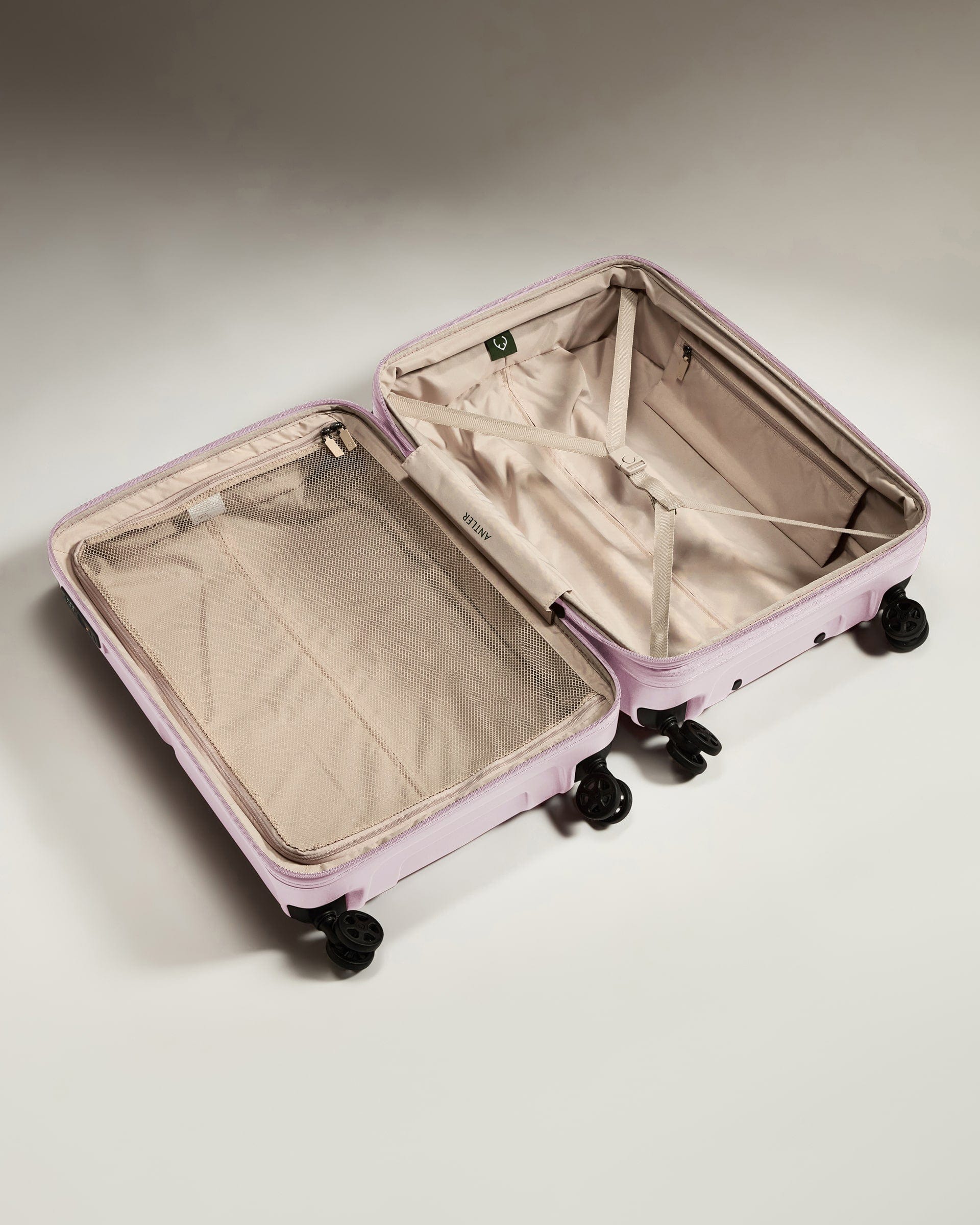 Antler Luggage -  Medium Suitcase in Dusk Pink - Single Stripe - Hard Suitcase - Medium Medium Suitcase in Light Pink - Single Stripe | Check Luggage