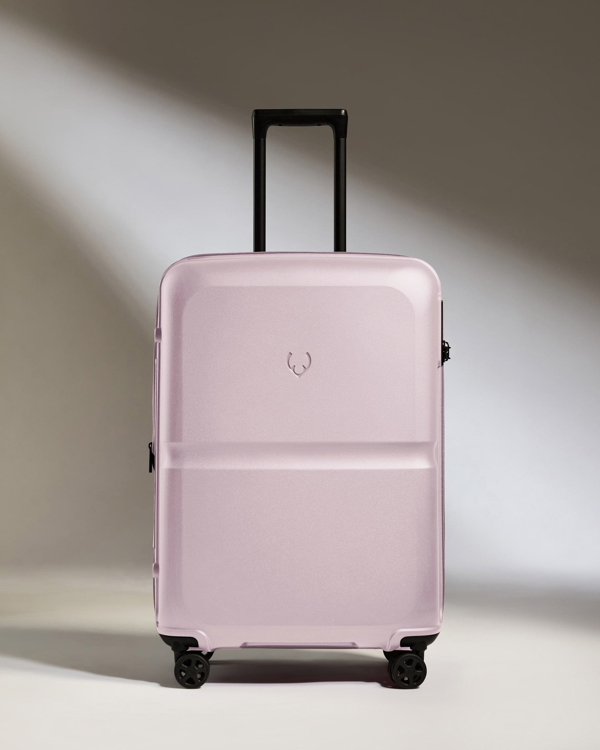 Antler Luggage -  Medium Suitcase in Dusk Pink - Single Stripe - Hard Suitcase - Medium Medium Suitcase in Light Pink - Single Stripe | Check Luggage
