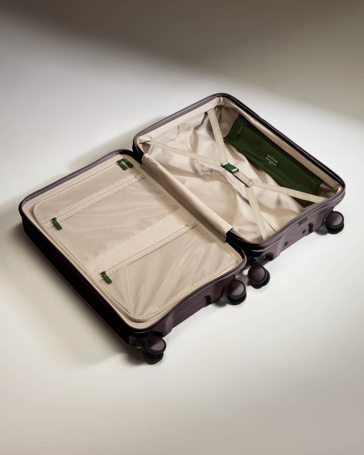 Antler Luggage -  Medium Suitcase in Hedgerow Gloss - Icon Stripe - Hard Suitcase Medium Suitcase in Hedgerow Gloss - Icon Stripe | Lightweight & Hard Shell Suitcase