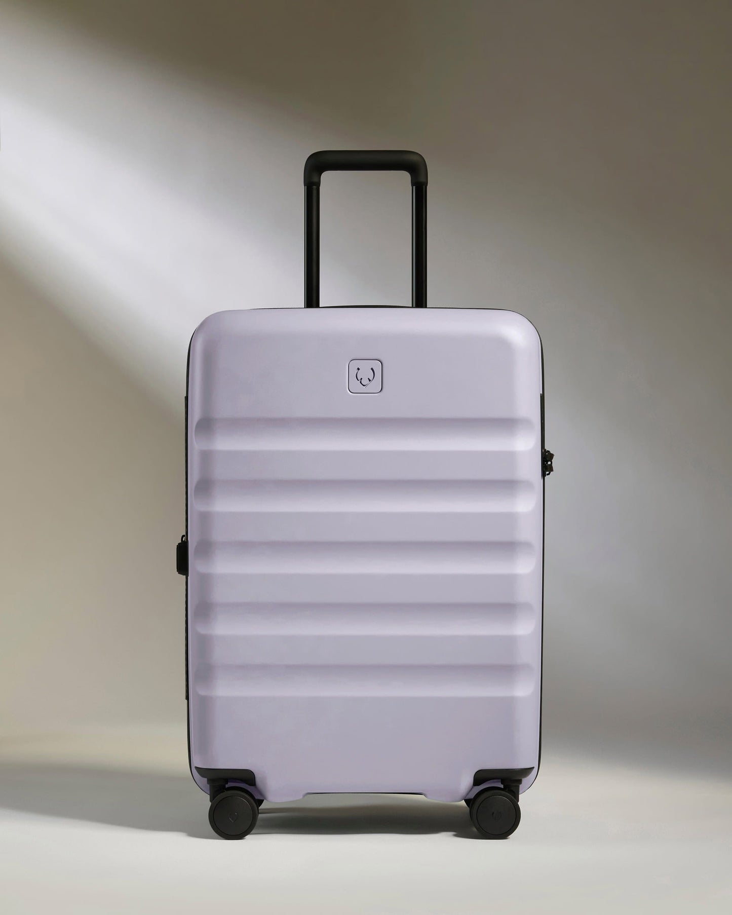 Antler Luggage -  Medium Suitcase in Meadow Purple - Icon Stripe - Hard Suitcase - Medium Icon Stripe Medium Suitcase in Light Purple | Lightweight & Hard Shell Suitcase