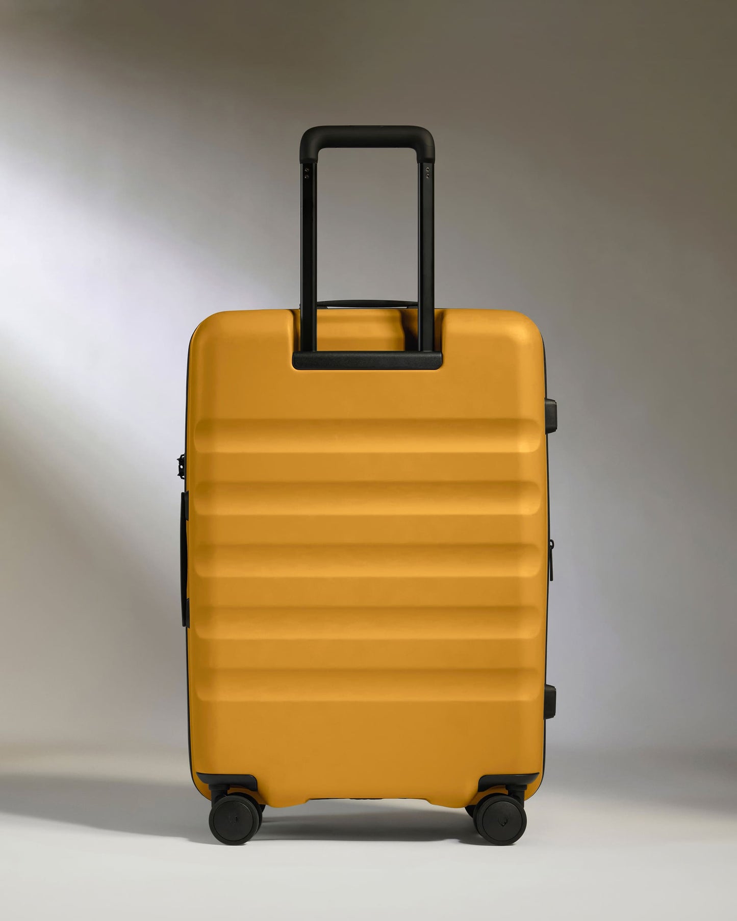 Antler Luggage -  Medium Suitcase in Mustard Yellow - Icon Stripe - Hard Suitcase - Medium Icon Stripe Medium Suitcase in Dark Yellow | Lightweight & Hard Shell Suitcase