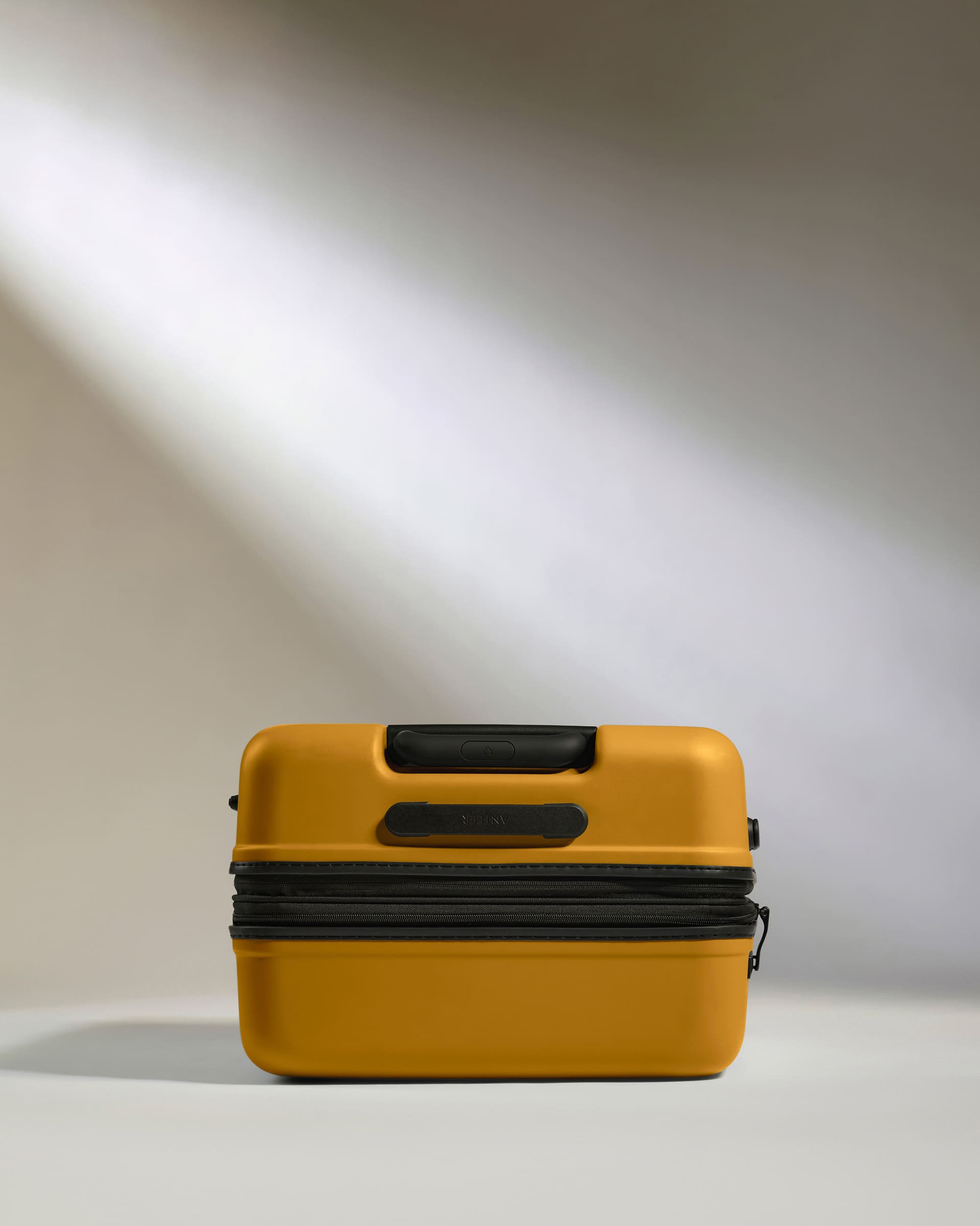 Antler Luggage -  Medium Suitcase in Mustard Yellow - Icon Stripe - Hard Suitcase - Medium Icon Stripe Medium Suitcase in Dark Yellow | Lightweight & Hard Shell Suitcase