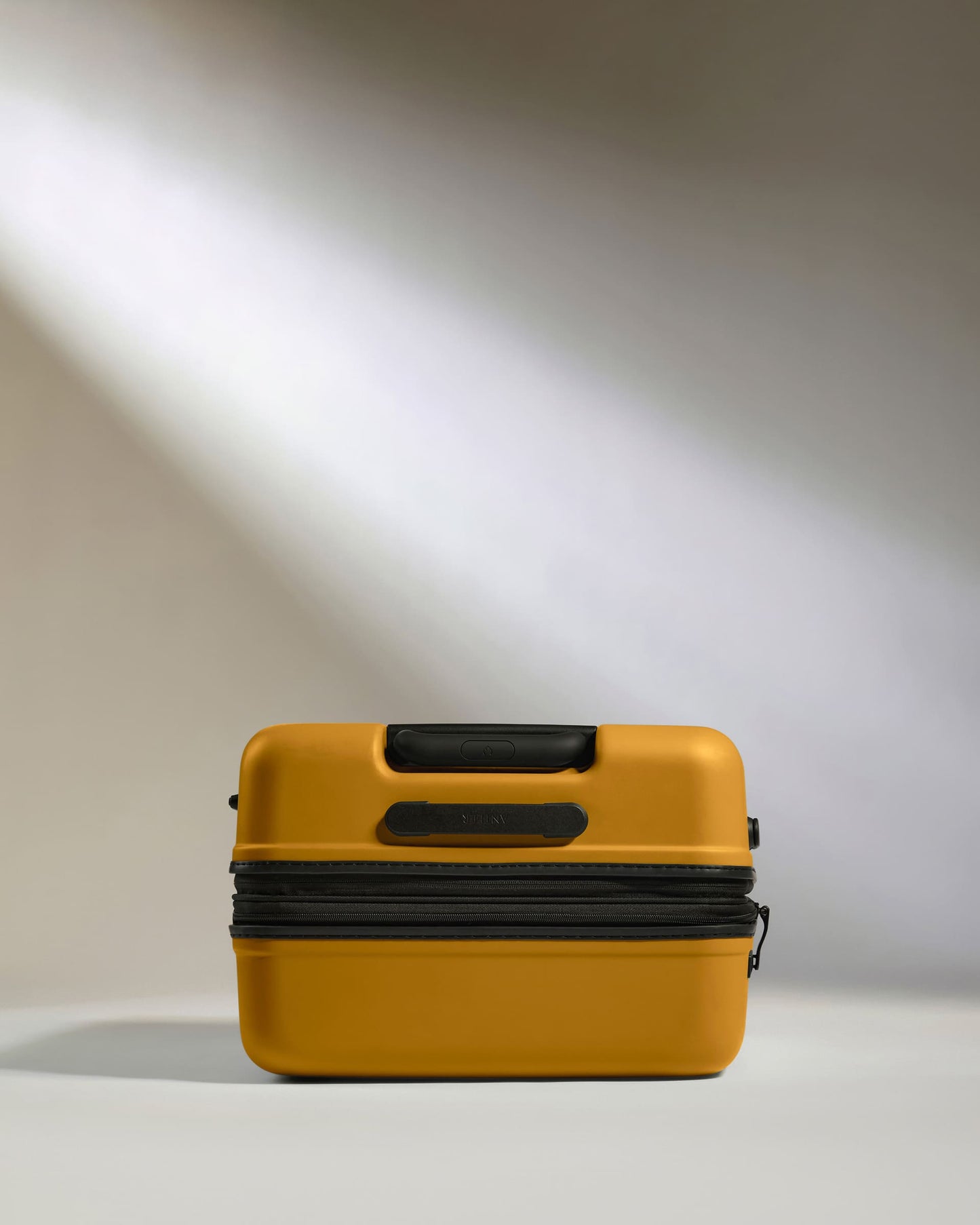 Antler Luggage -  Medium Suitcase in Mustard Yellow - Icon Stripe - Hard Suitcase - Medium Icon Stripe Medium Suitcase in Dark Yellow | Lightweight & Hard Shell Suitcase