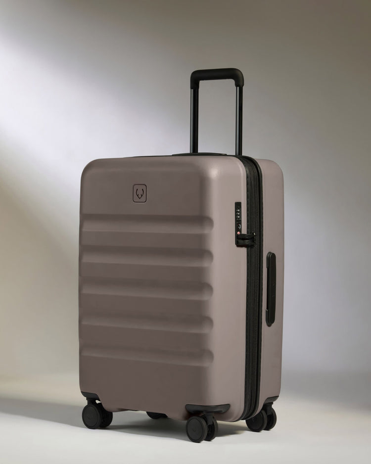 Antler Luggage -  Medium Suitcase in Pebble Grey - Icon Stripe - Hard Suitcase - Medium Medium suitcase in Grey - Icon Stripe | Lightweight & Hard Shell Suitcase