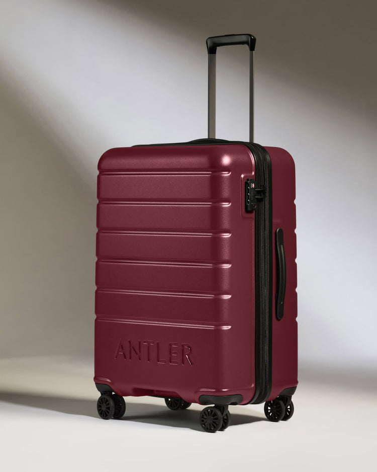 Antler Luggage -  Medium Suitcase in Rich Red - Logo - Hard Suitcase - Medium Medium Suitcase Red - Logo | Lightweight Hard Shell Luggage