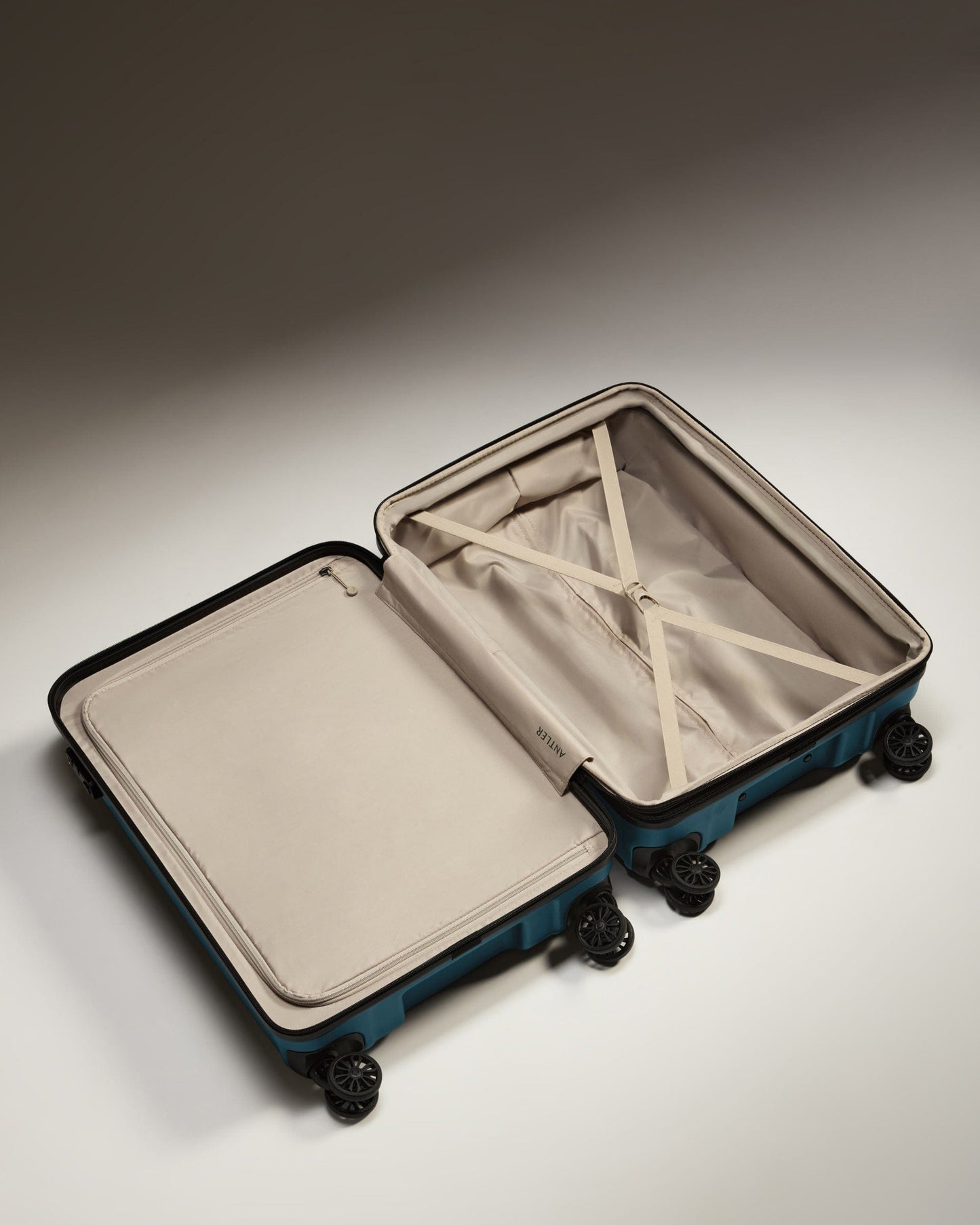 Antler Luggage -  Medium Suitcase in Soft Blue - Logo - Hard Suitcases Medium Suitcase Soft Blue - Logo | Lightweight Hard Shell Luggage