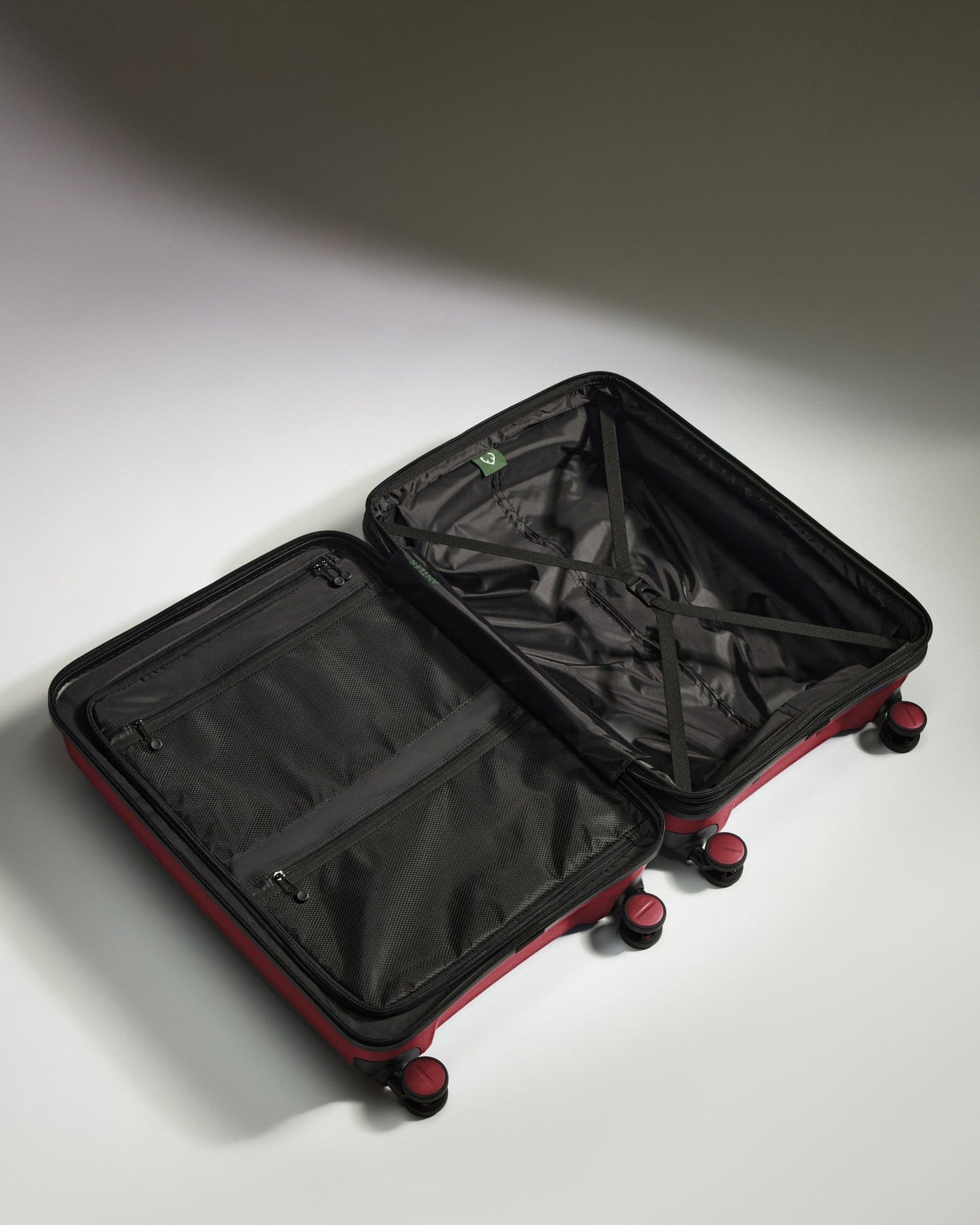 Antler Luggage -  Medium Suitcase in Soft Red - Logo Stripe - Hard Suitcase - Medium Medium Suitcase Red - Logo Stripe | Lightweight Hard Shell Luggage