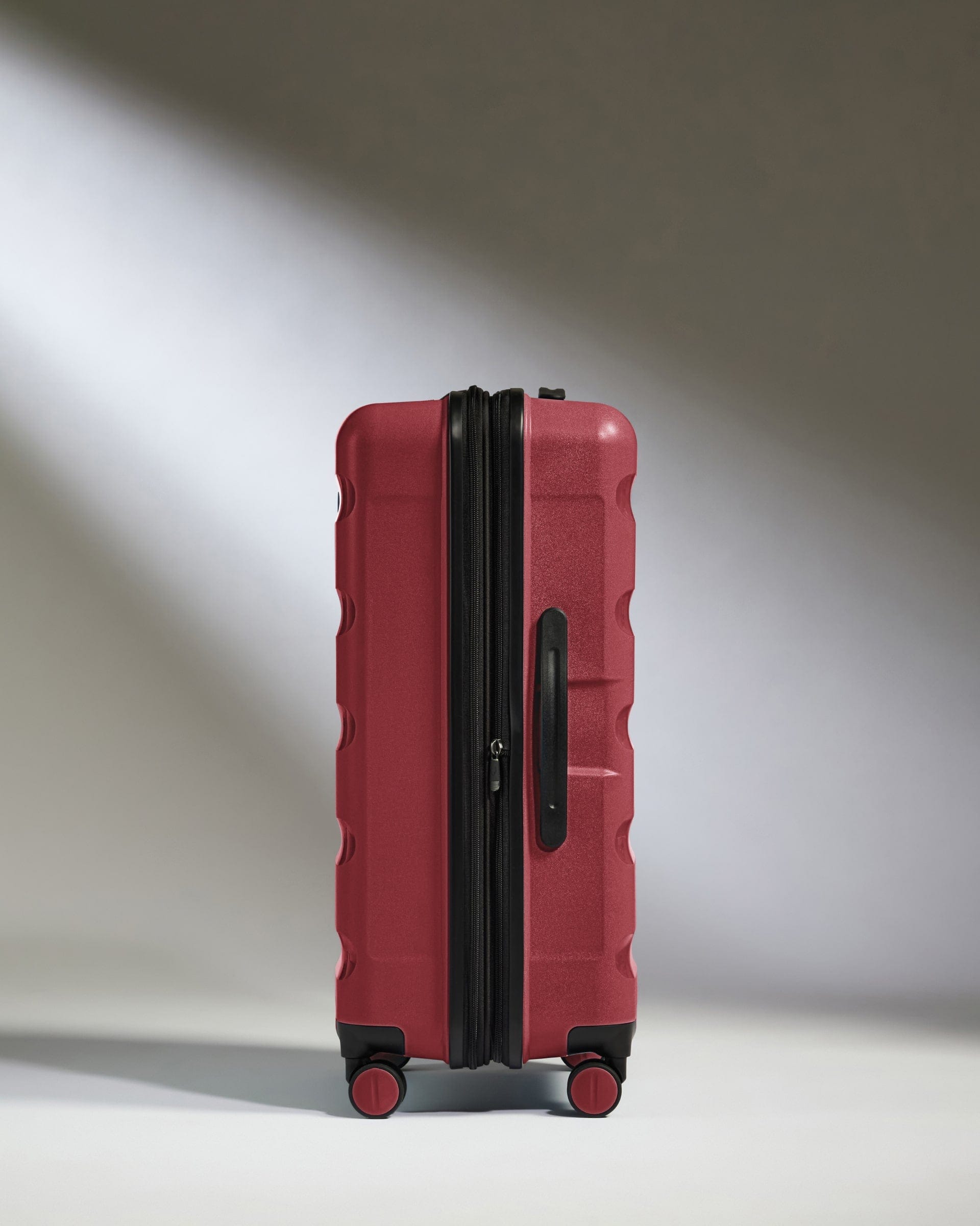 Antler Luggage -  Medium Suitcase in Soft Red - Logo Stripe - Hard Suitcase - Medium Medium Suitcase Red - Logo Stripe | Lightweight Hard Shell Luggage