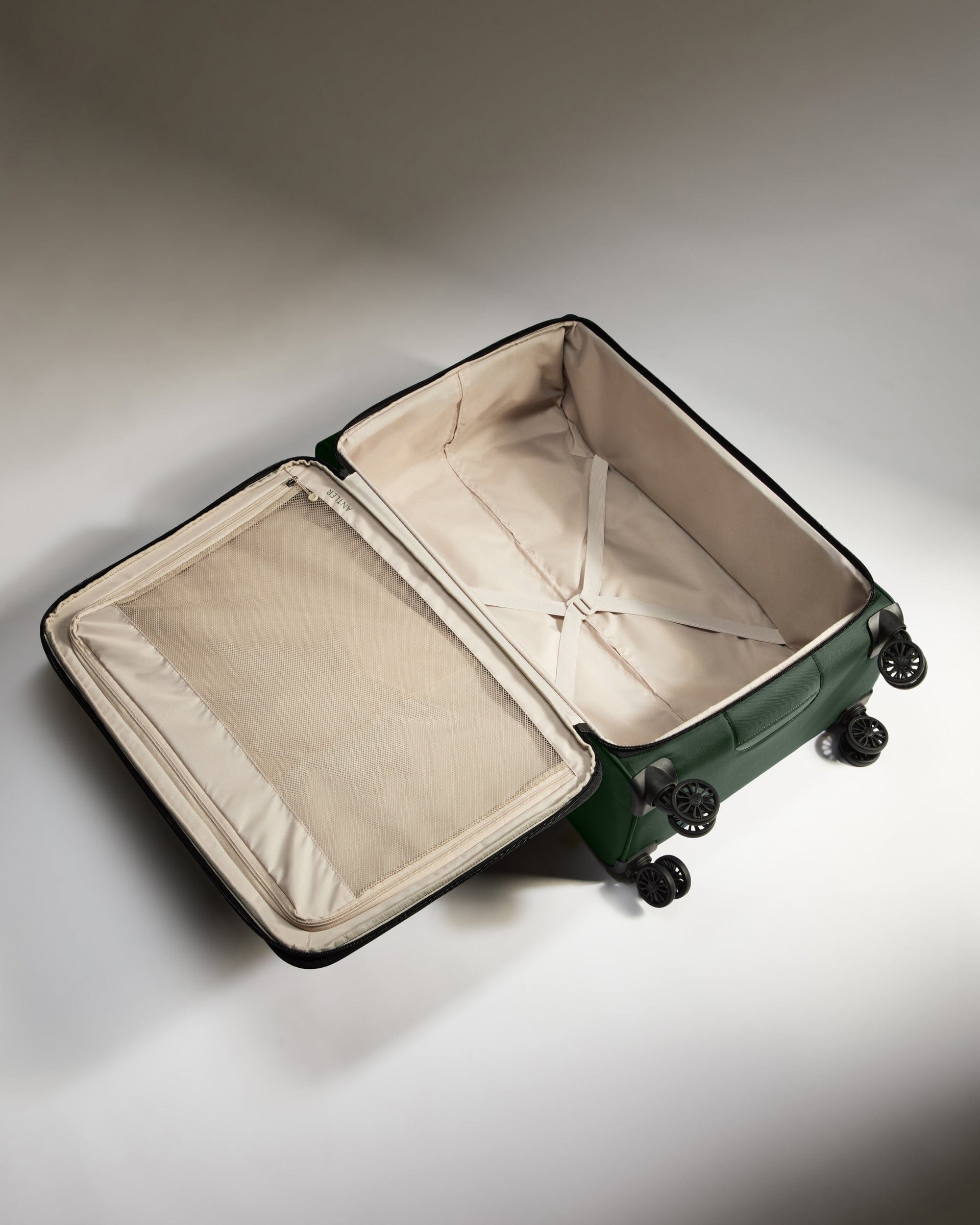 Antler Luggage -  Soft Stripe Large in Antler Green - Soft Suitcase Soft Stripe Large in Green | Soft Suitcase
