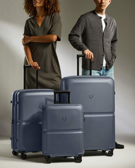 Antler Luggage -  Suitcase Set in Atlantic Grey - Single Stripe - Hard Suitcase - Standard Cabin Set Suitcase Set in Grey - Single Stripe | Cabin Luggage & Large Suitcases