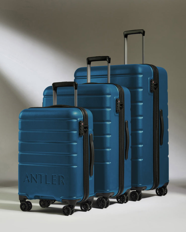 Antler Luggage -  Suitcase Set in Bold Blue - Logo - Hard Suitcase - Standard Cabin Set Suitcase Set of 3 Bold Blue - Logo | Lightweight Hard Shell Luggage