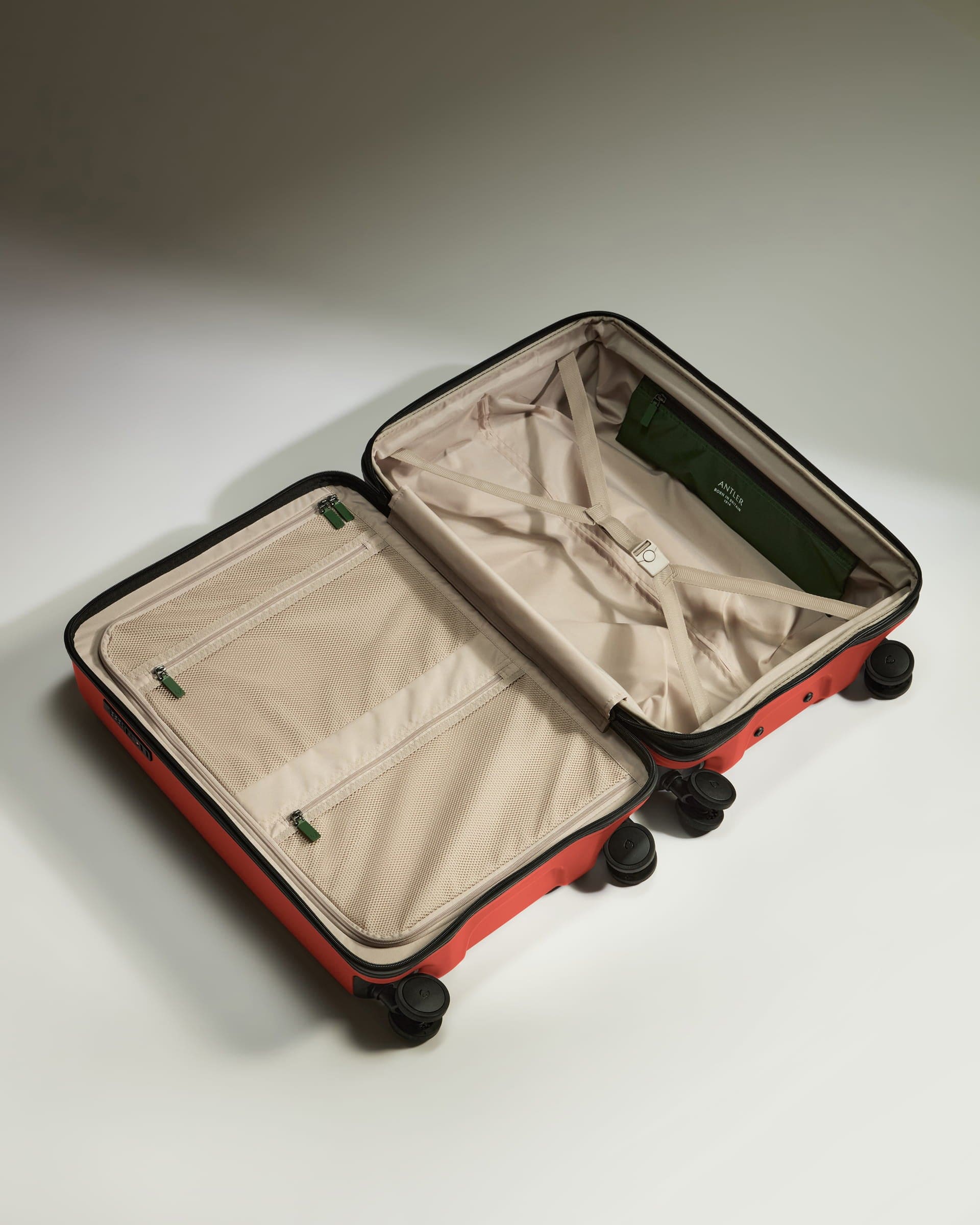 Antler Luggage -  Suitcase Set in Buckthorn Red - Icon Stripe - Hard Suitcase - Standard Cabin Set Suitcase Set in Red - Icon Stripe | Lightweight & Hard Shell Suitcase