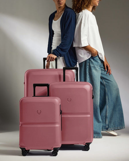 Antler Luggage -  Suitcase Set in Clay Pink - Single Stripe - Hard Suitcase - Standard Cabin Set Suitcase Set in Pink - Single Stripe | Cabin Luggage & Large Suitcases