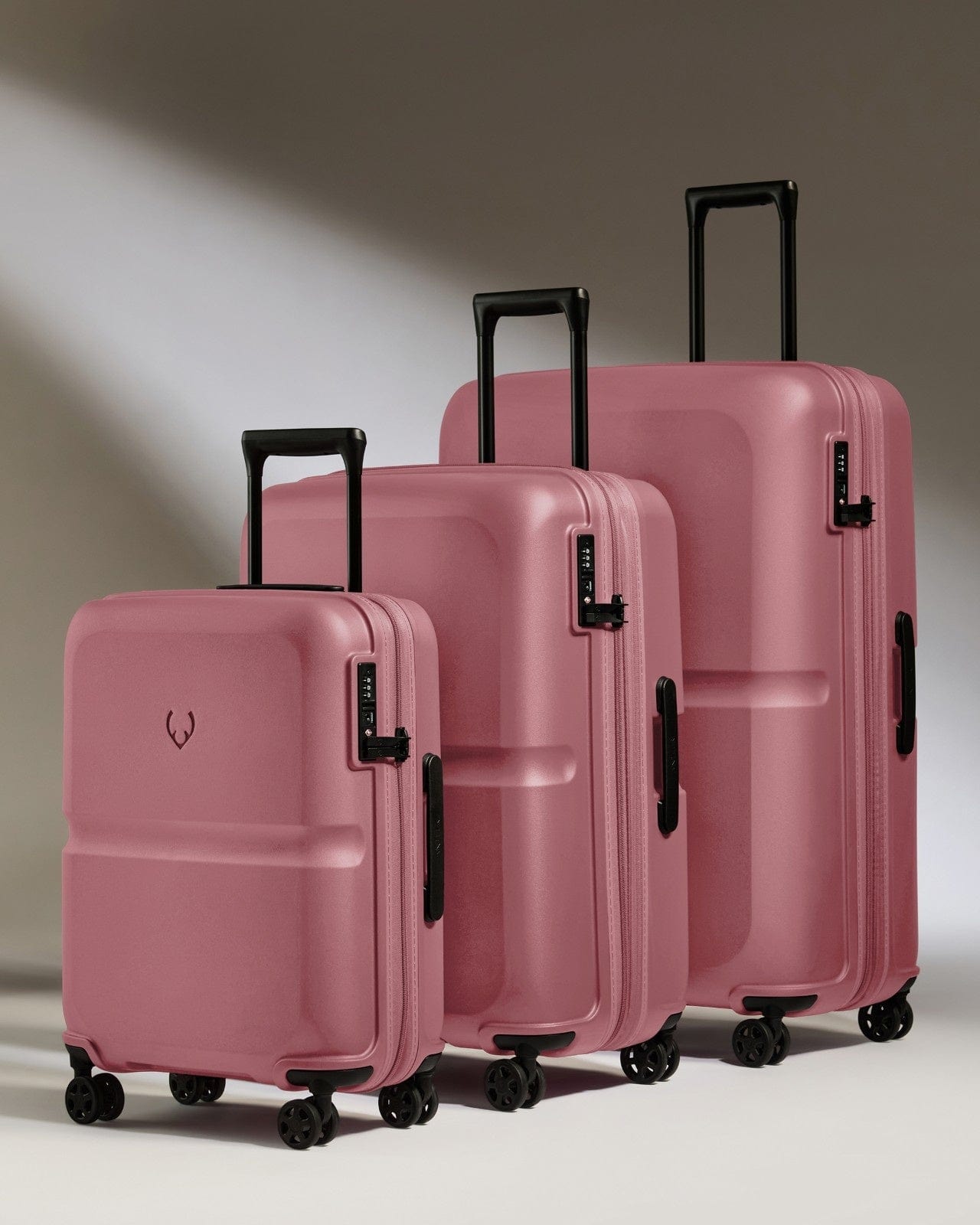 Antler Luggage -  Suitcase Set in Clay Pink - Single Stripe - Hard Suitcase - Standard Cabin Set Suitcase Set in Pink - Single Stripe | Cabin Luggage & Large Suitcases