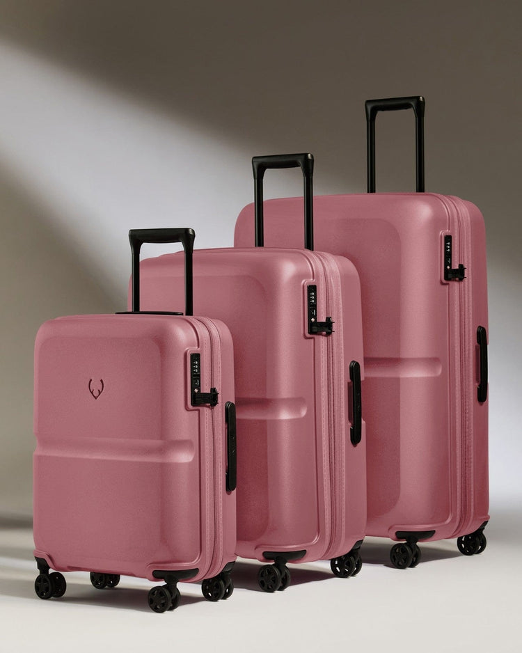 Antler Luggage -  Suitcase Set in Clay Pink - Single Stripe - Hard Suitcase - Standard Cabin Set Suitcase Set in Pink - Single Stripe | Cabin Luggage & Large Suitcases