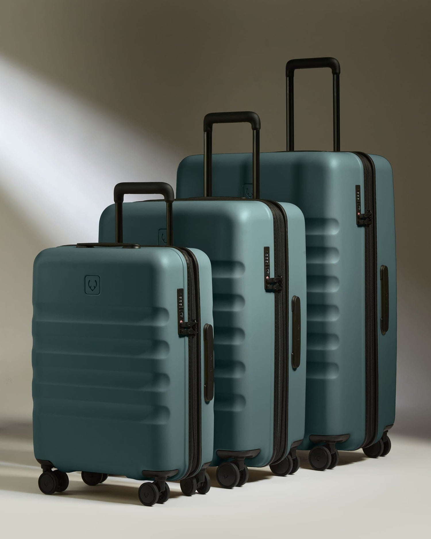 Antler Luggage -  Suitcase Set in Glade Blue - Icon Stripe - Hard Suitcase - Standard Cabin Set Suitcase Set in Blue - Icon Stripe | Lightweight & Hard Shell Suitcase