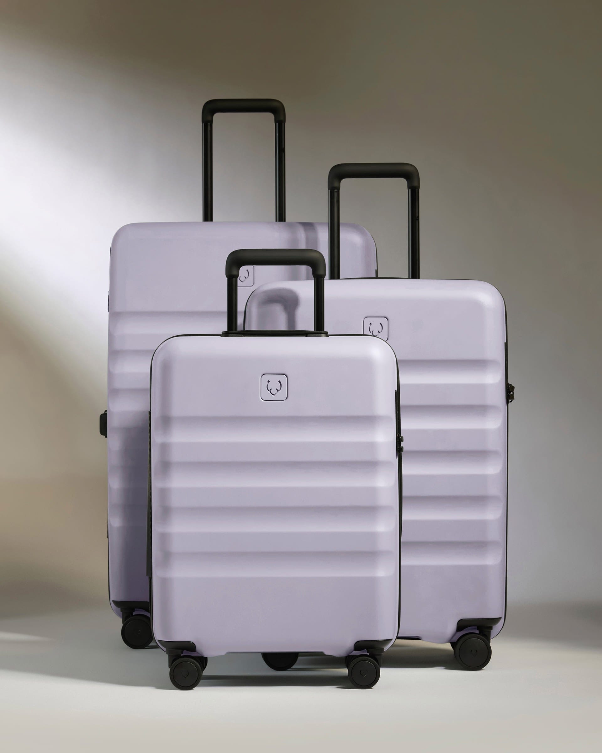 Antler Luggage -  Suitcase Set in Meadow Purple - Icon Stripe - Hard Suitcase - Standard Cabin Set Suitcase Set in Light Purple - Icon Stripe | Lightweight & Hard Shell Suitcase
