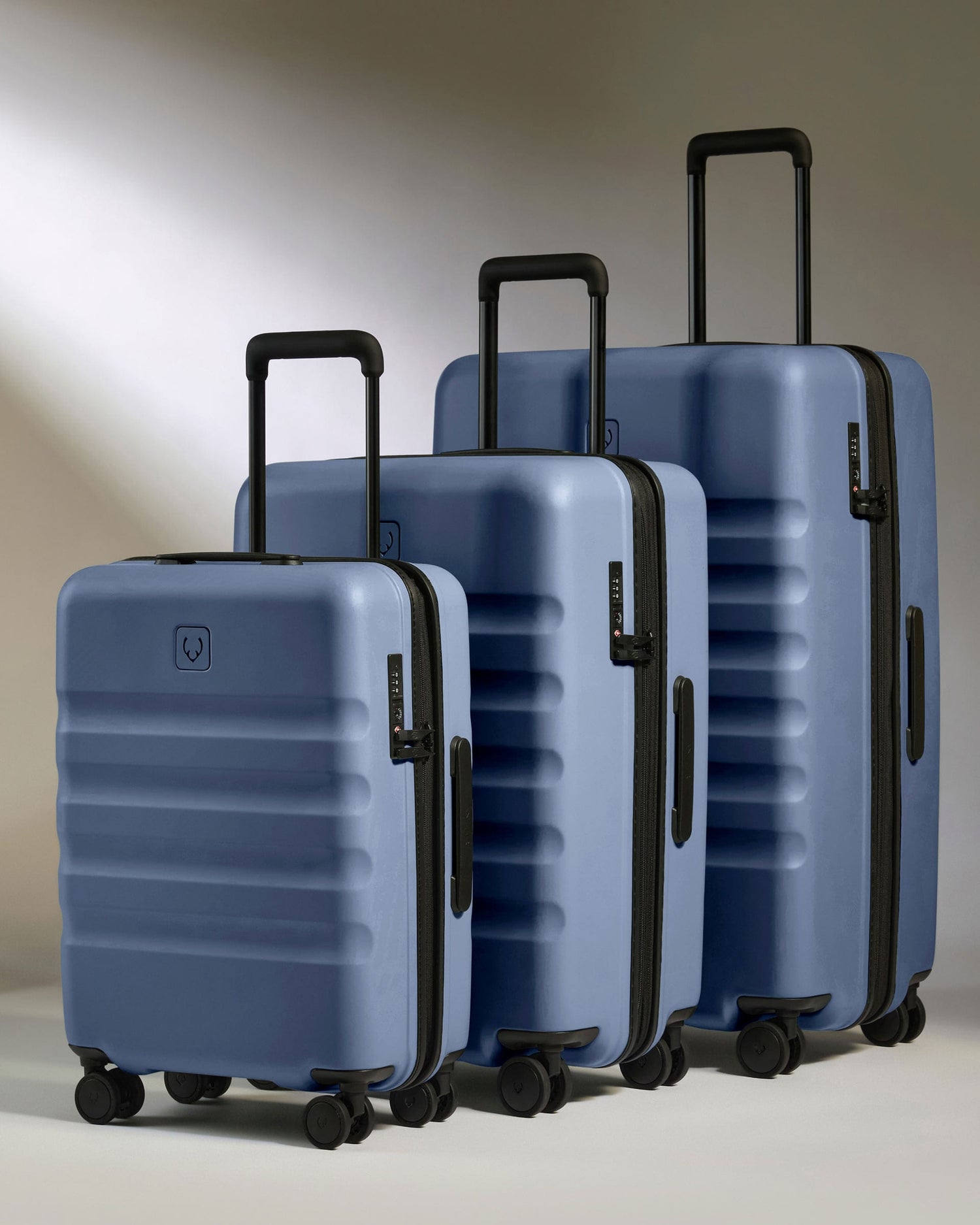 Antler Luggage -  Suitcase Set in Ocean Blue - Icon Stripe - Hard Suitcase - Standard Cabin Set Suitcase Set in Blue - Icon Stripe | Lightweight & Hard Shell Suitcase