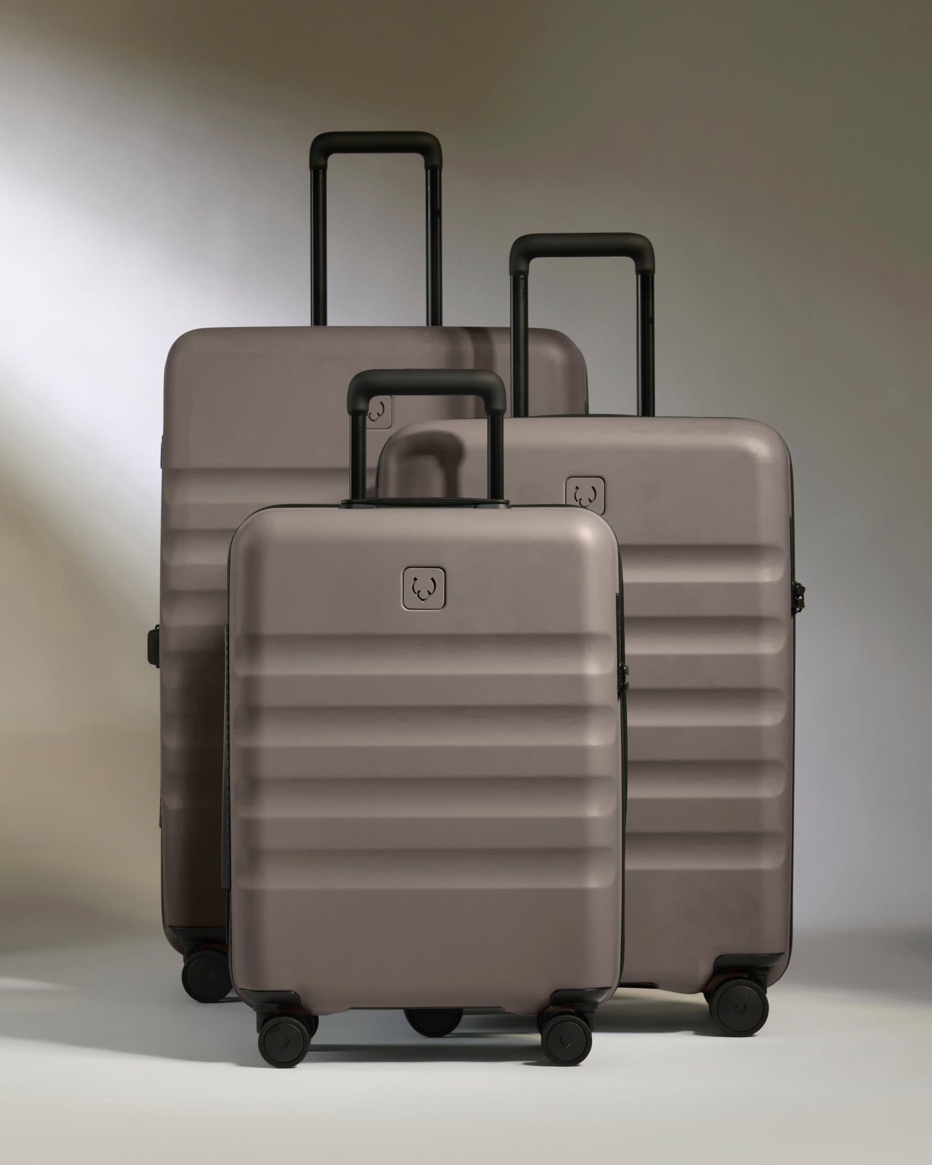 Antler Luggage -  Suitcase Set in Pebble Grey - Icon Stripe - Hard Suitcase - Standard Cabin Set Suitcase Set in Grey - Icon Stripe | Lightweight & Hard Shell Suitcase