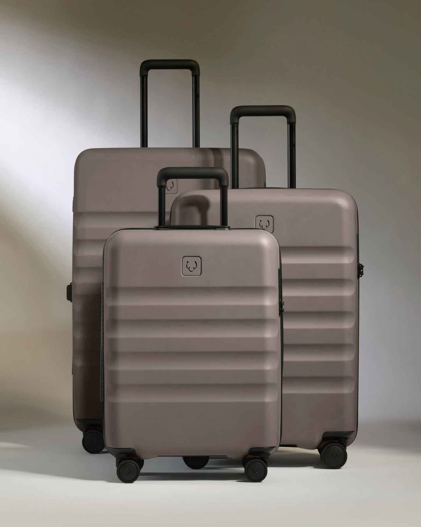 Antler Luggage -  Suitcase Set in Pebble Grey - Icon Stripe - Hard Suitcase - Standard Cabin Set Suitcase Set in Grey - Icon Stripe | Lightweight & Hard Shell Suitcase