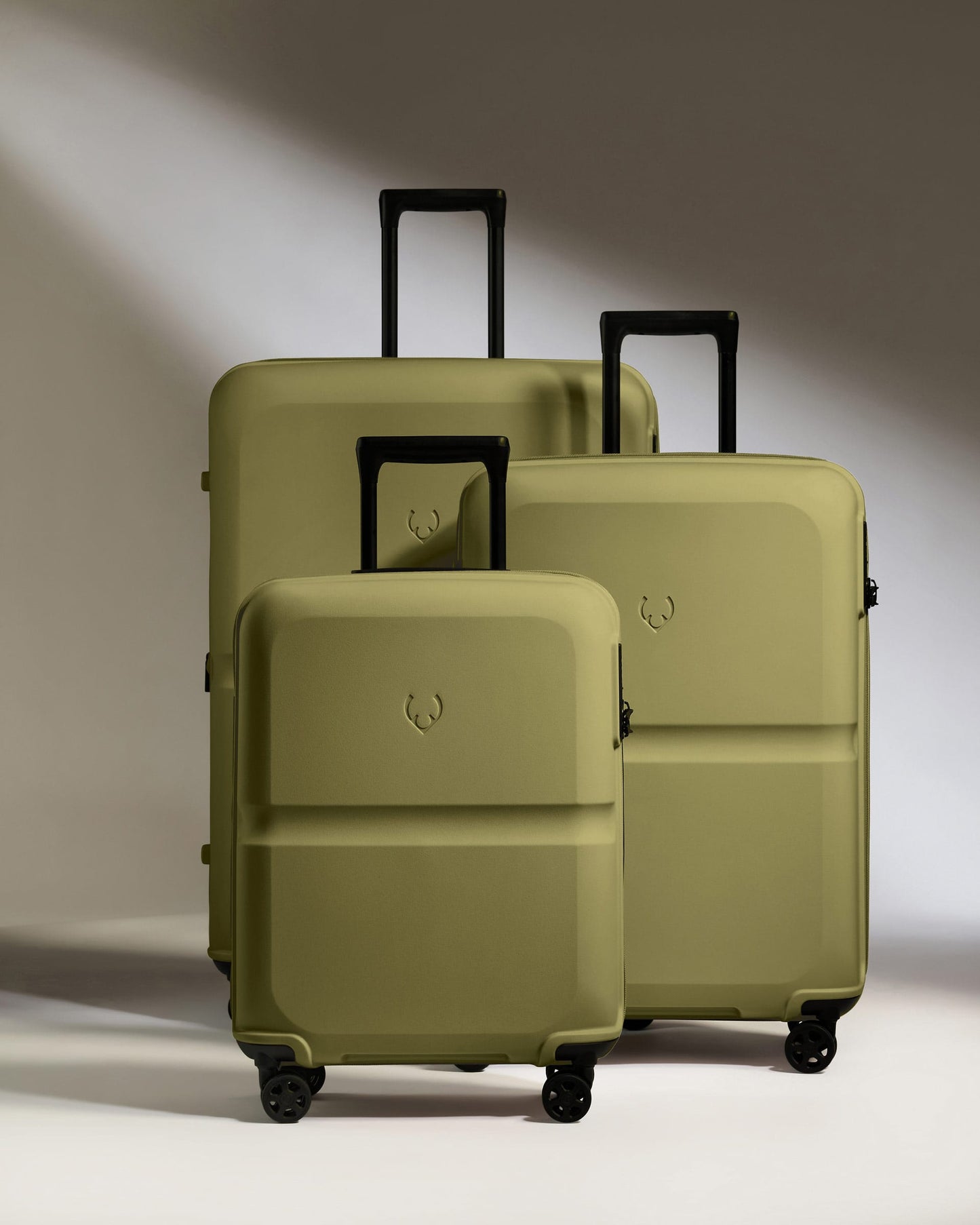 Antler Luggage -  Suitcase Set in Reed Green - Single Stripe - Hard Suitcase - Standard Cabin Set Suitcase Set in Green - Single Stripe | Cabin Luggage & Large Suitcases