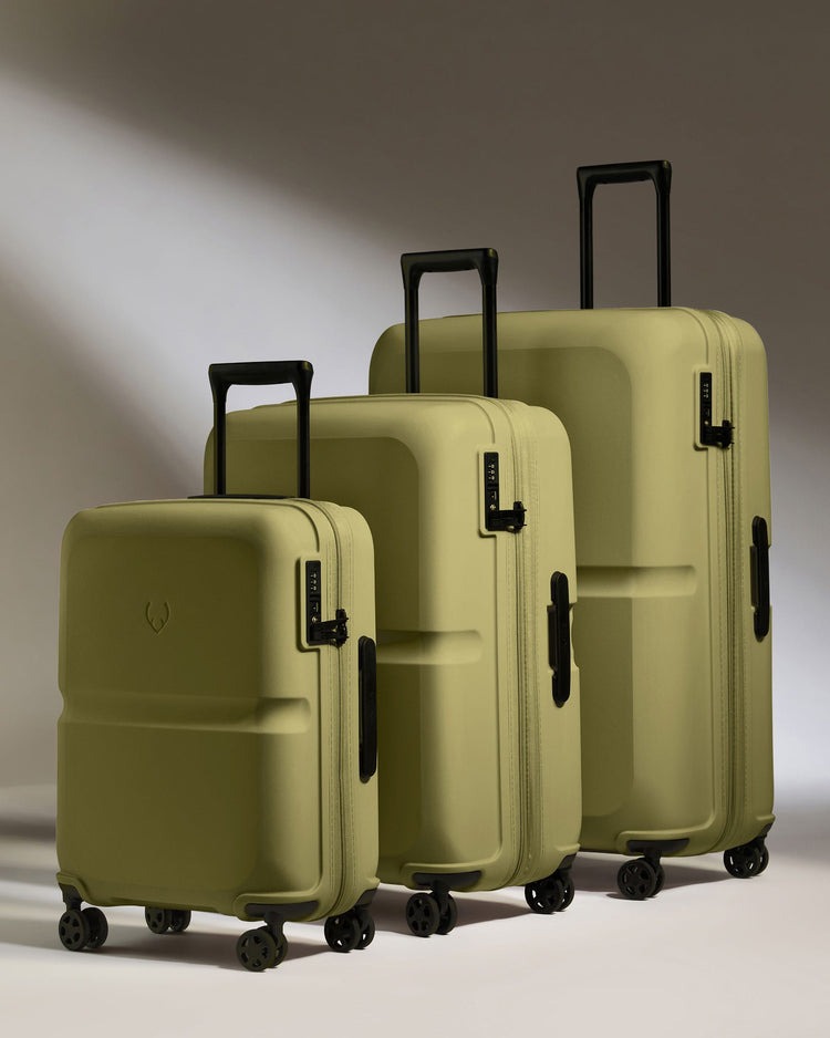 Antler Luggage -  Suitcase Set in Reed Green - Single Stripe - Hard Suitcase - Standard Cabin Set Suitcase Set in Green - Single Stripe | Cabin Luggage & Large Suitcases