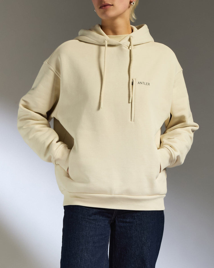 Antler Luggage -  Travel Essential Hoodie in Cream - Apparel Travel Essential Hoodie in Cream | Travel Clothing & Accessories