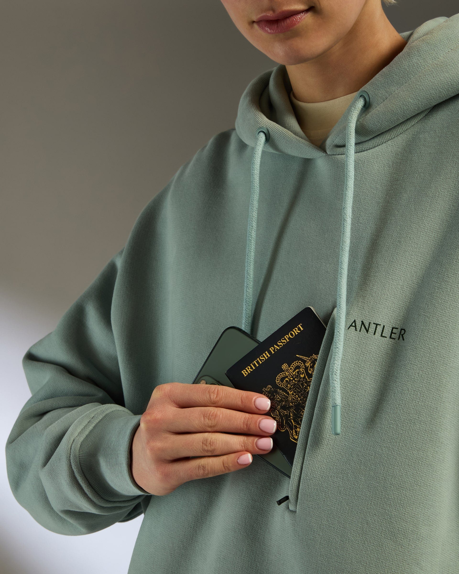 Antler Luggage -  Travel Essential Hoodie in Mist Blue - Apparel Travel Essential Hoodie in Blue